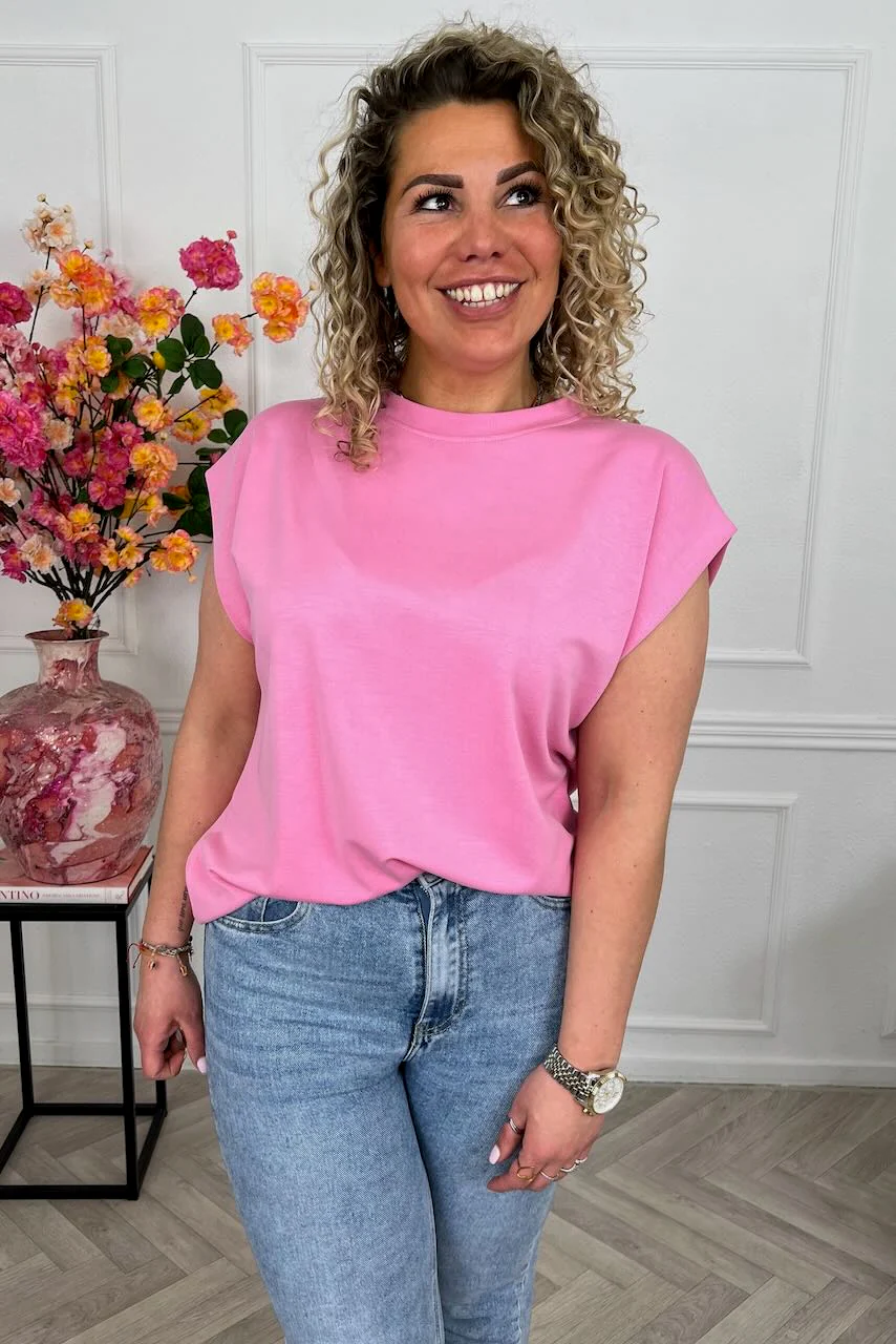 Cap Sleeve Shirt - Pink - Image 3