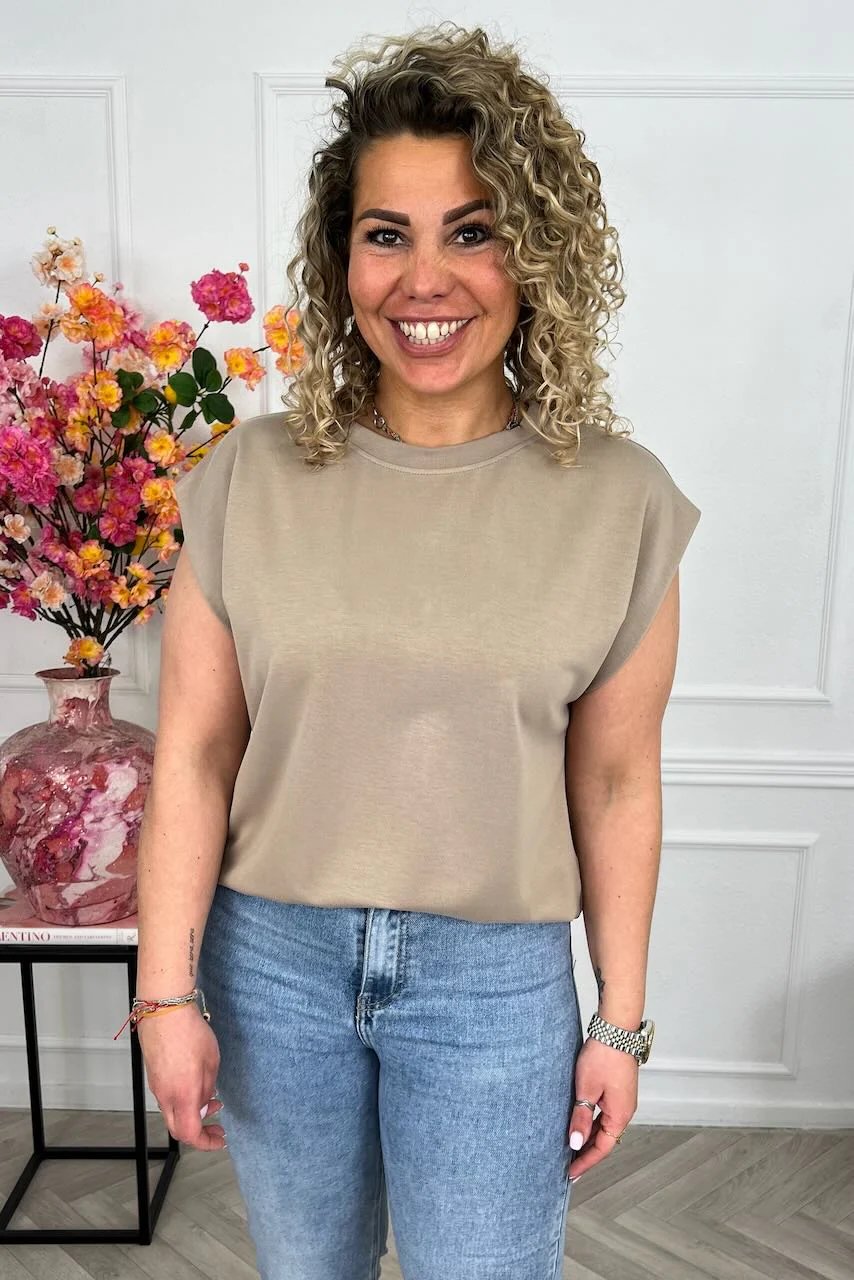 Cap Sleeve Shirt - Taupe