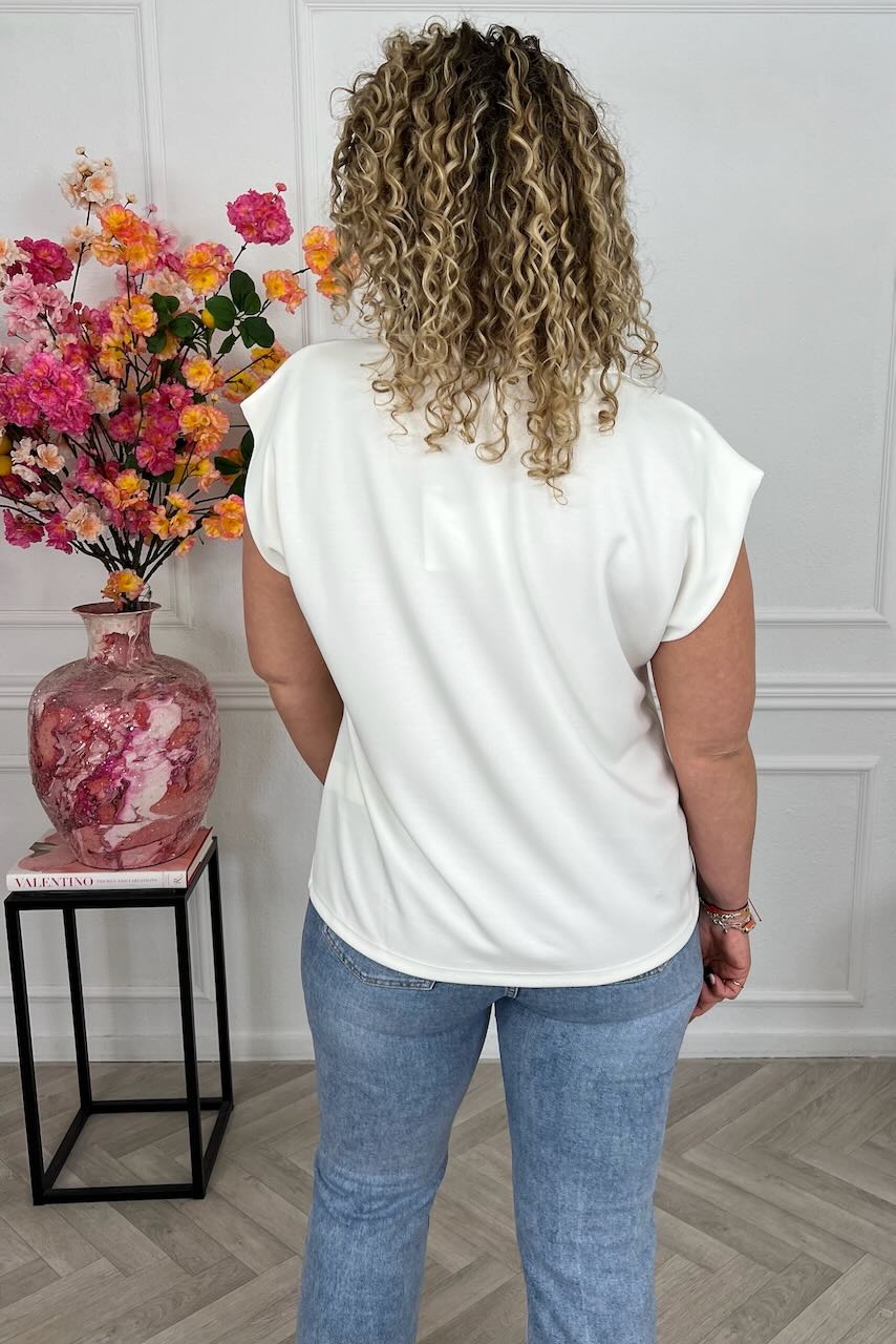 Cap Sleeve Shirt - White - Image 3
