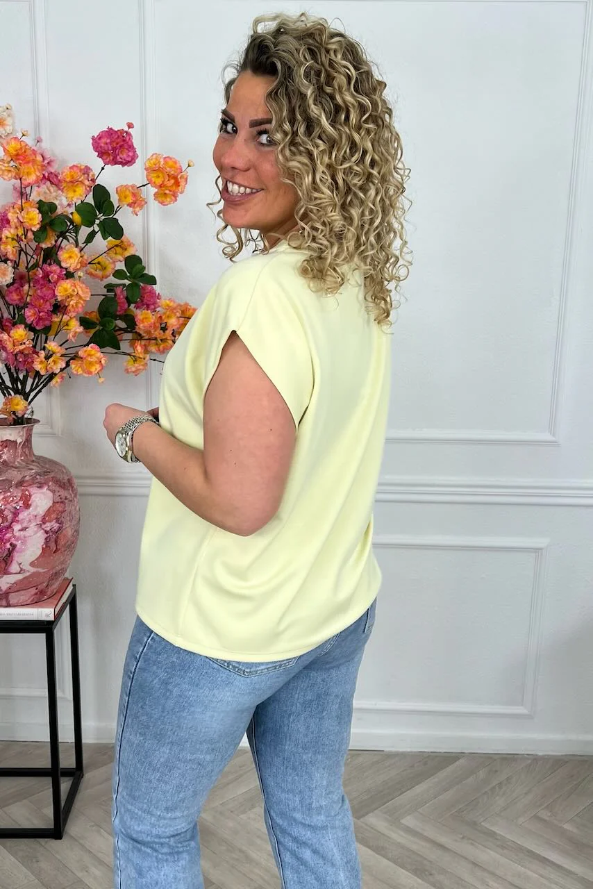 Cap Sleeve Shirt - Yellow - Image 2