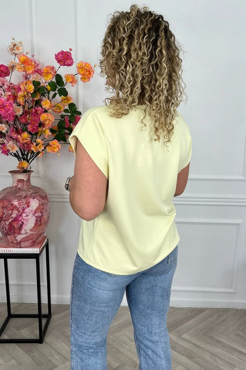 Cap Sleeve Shirt - Yellow - Image 3
