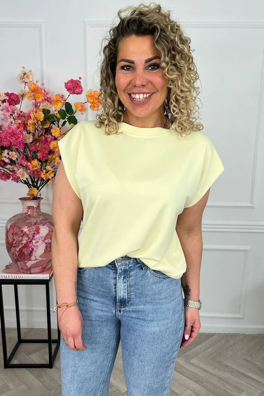 Cap Sleeve Shirt - Yellow - Image 4