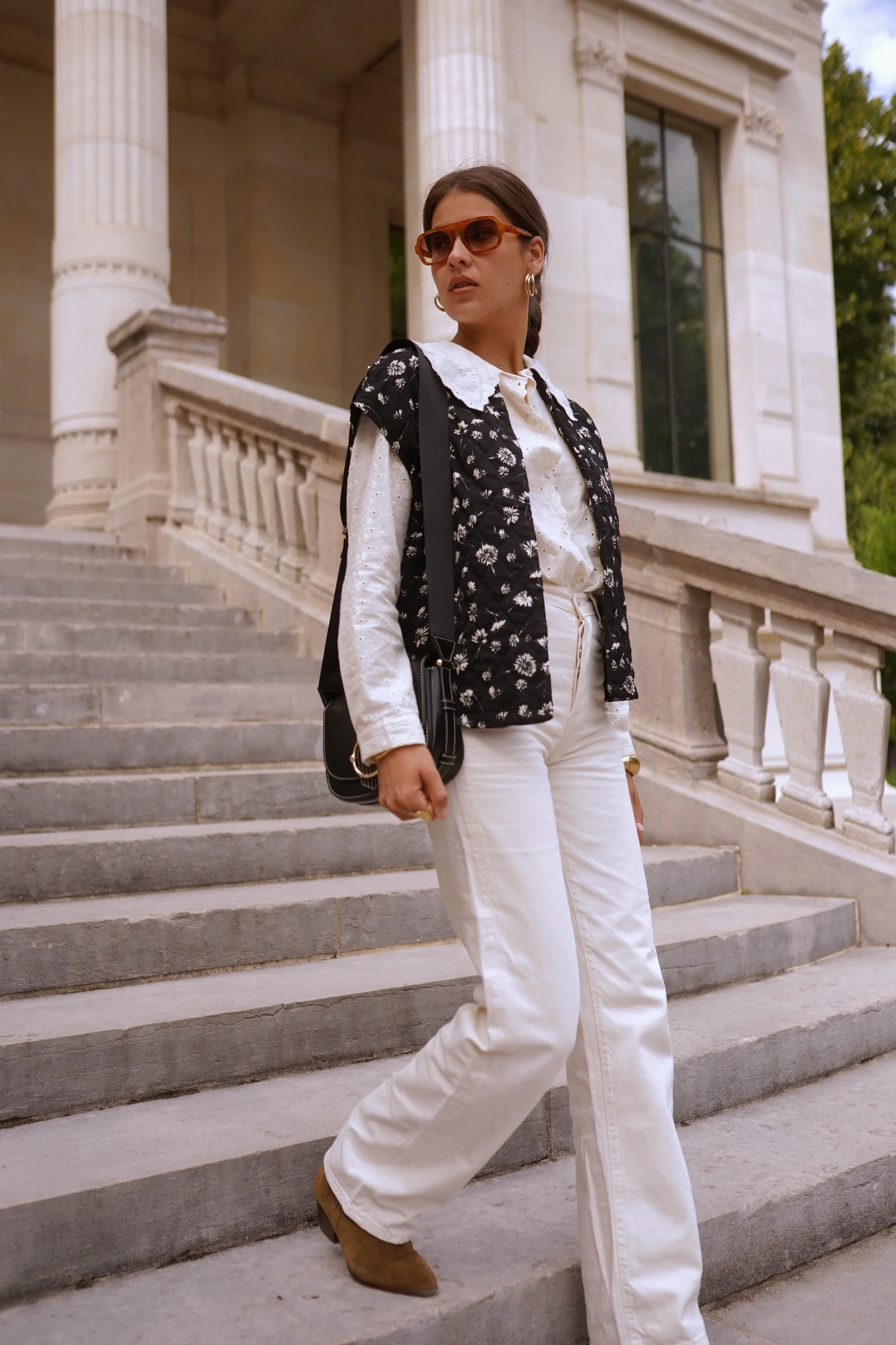 Celina Flower Gilet - Black/White - Image 5