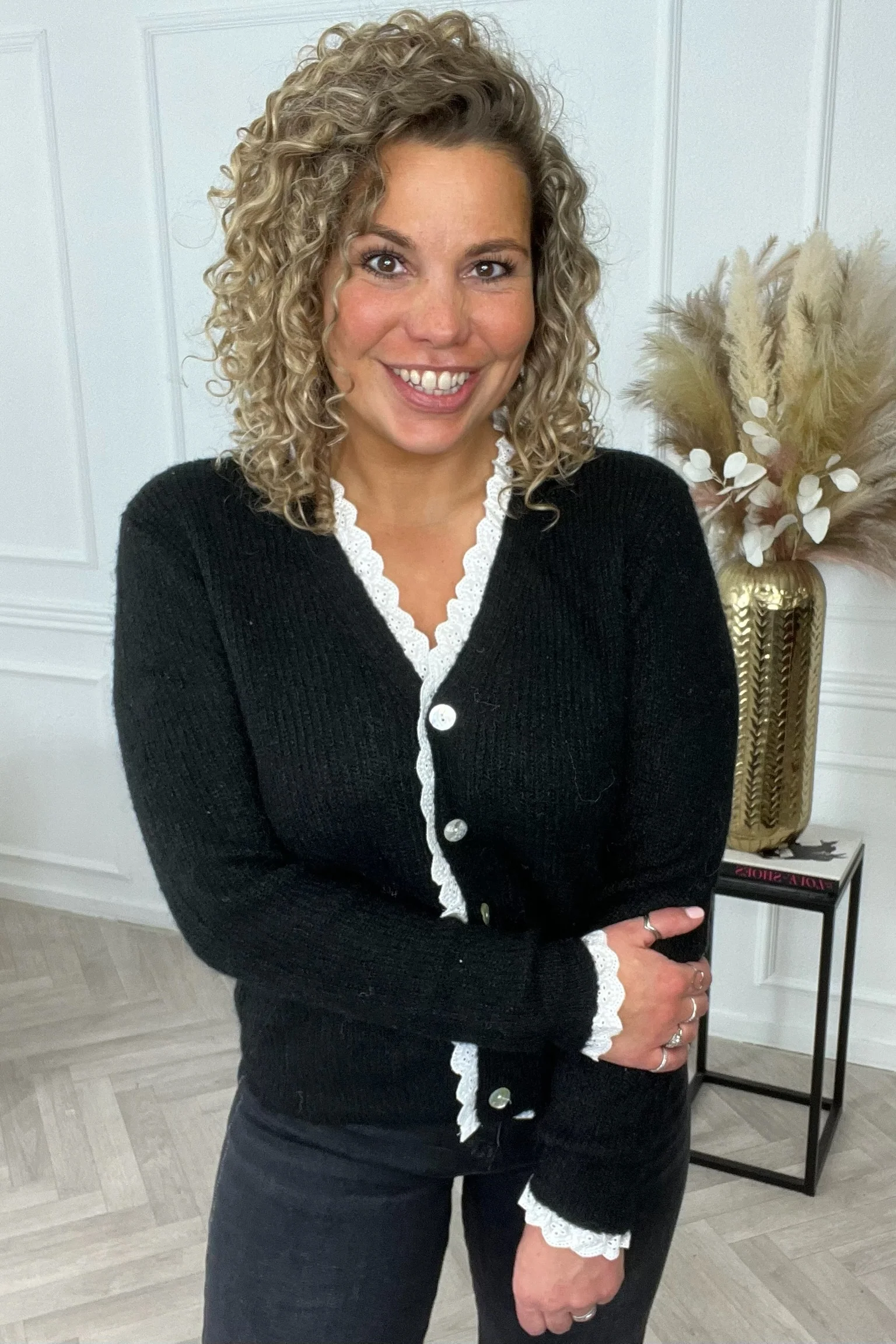 Chantal Button Lace Vest - Black - Image 2
