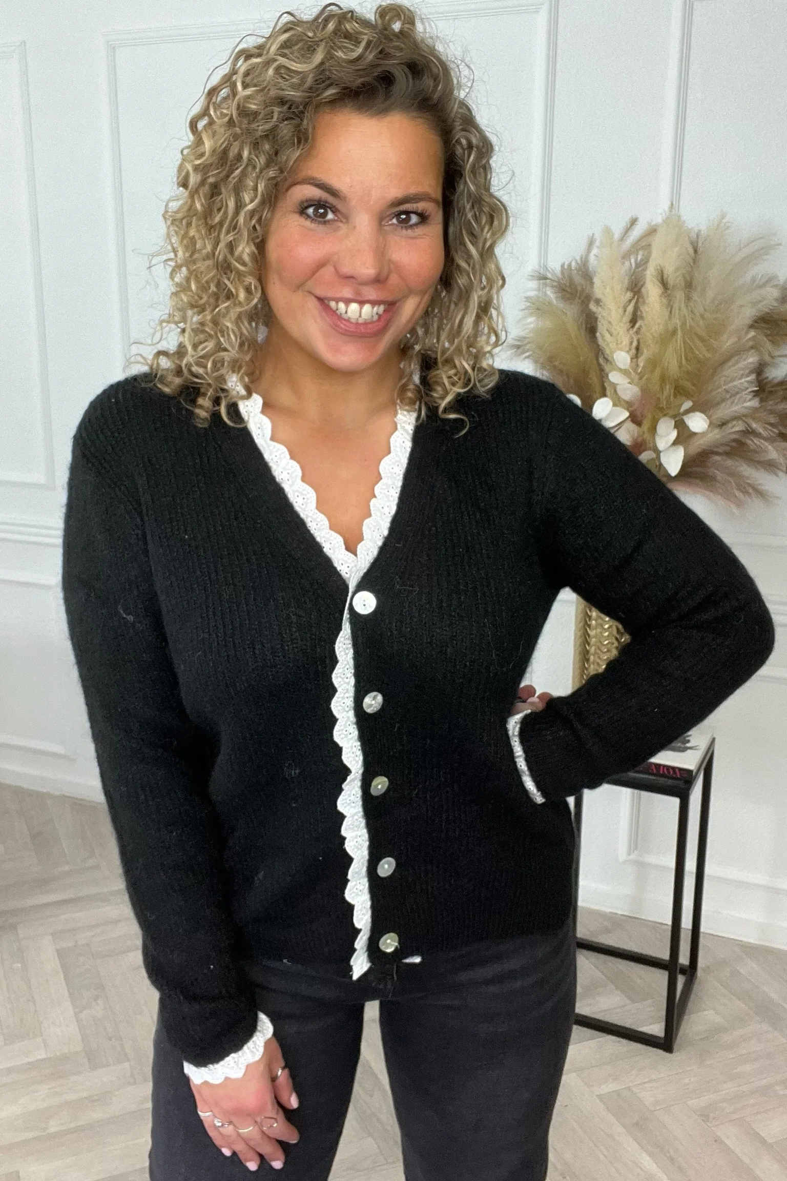 Chantal Button Lace Vest - Black - Image 4