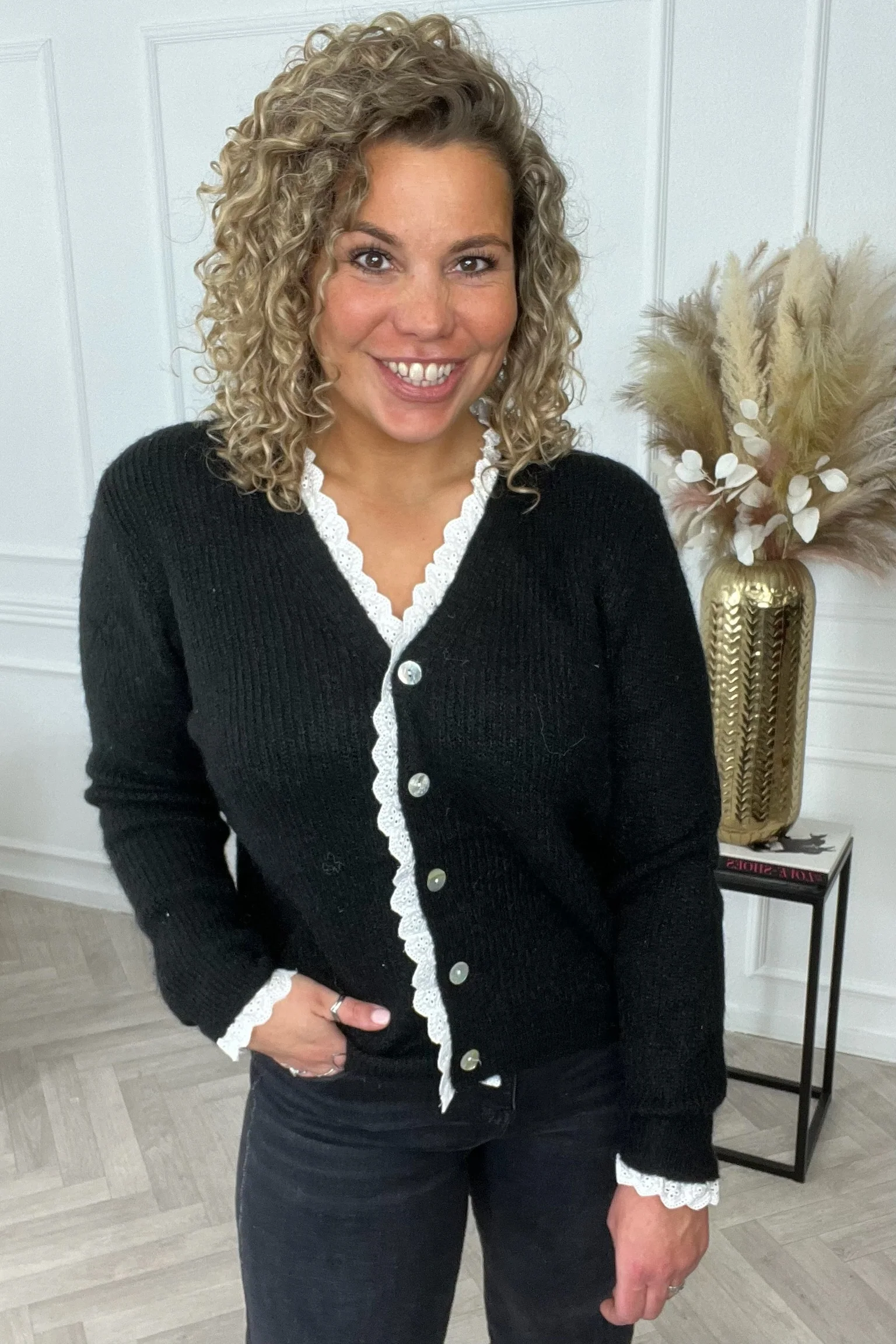 Chantal Button Lace Vest - Black - Image 5