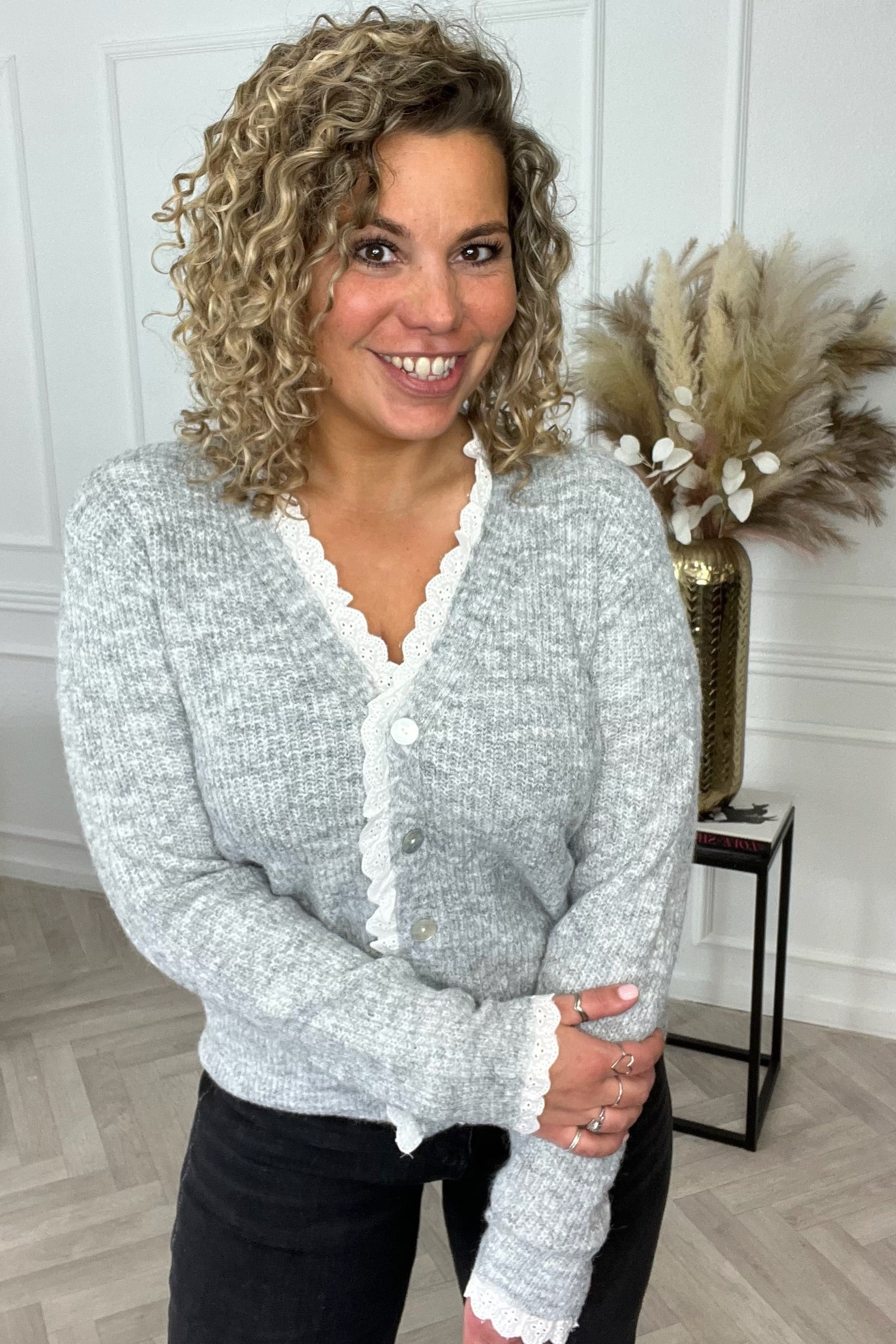 Chantal Button Lace Vest - Grey - Image 12