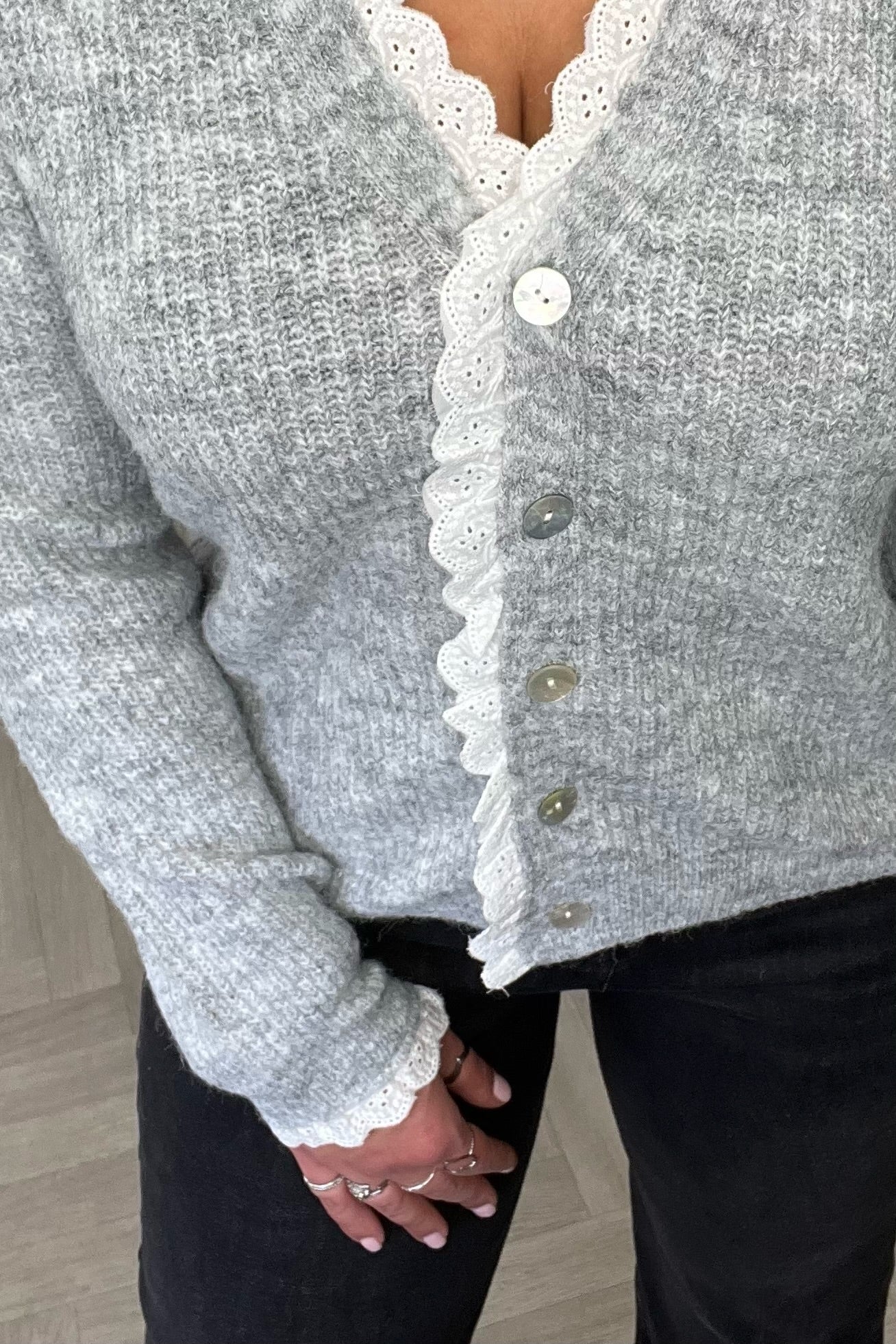 Chantal Button Lace Vest - Grey - Image 14