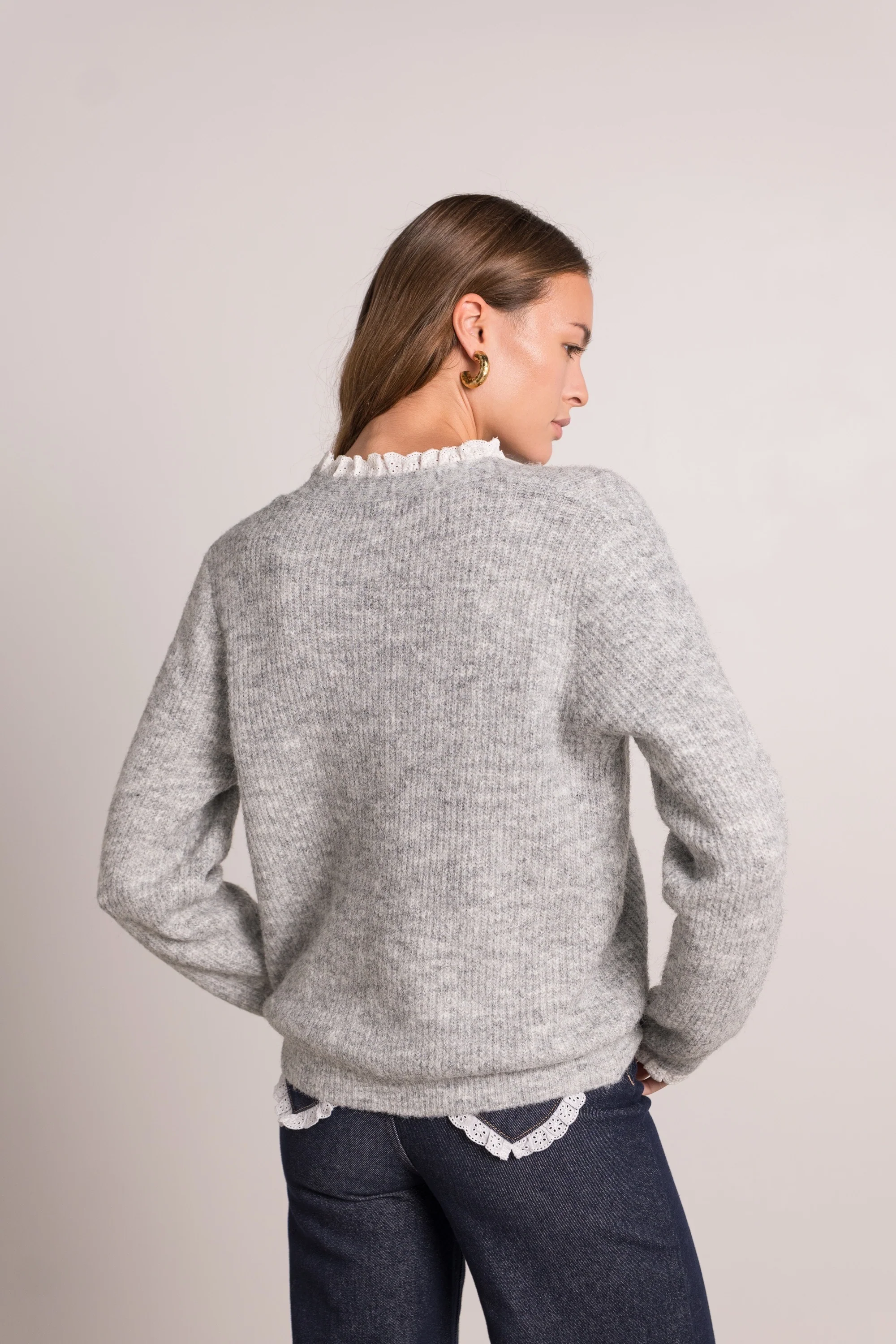 Chantal Button Lace Vest - Grey - Image 2