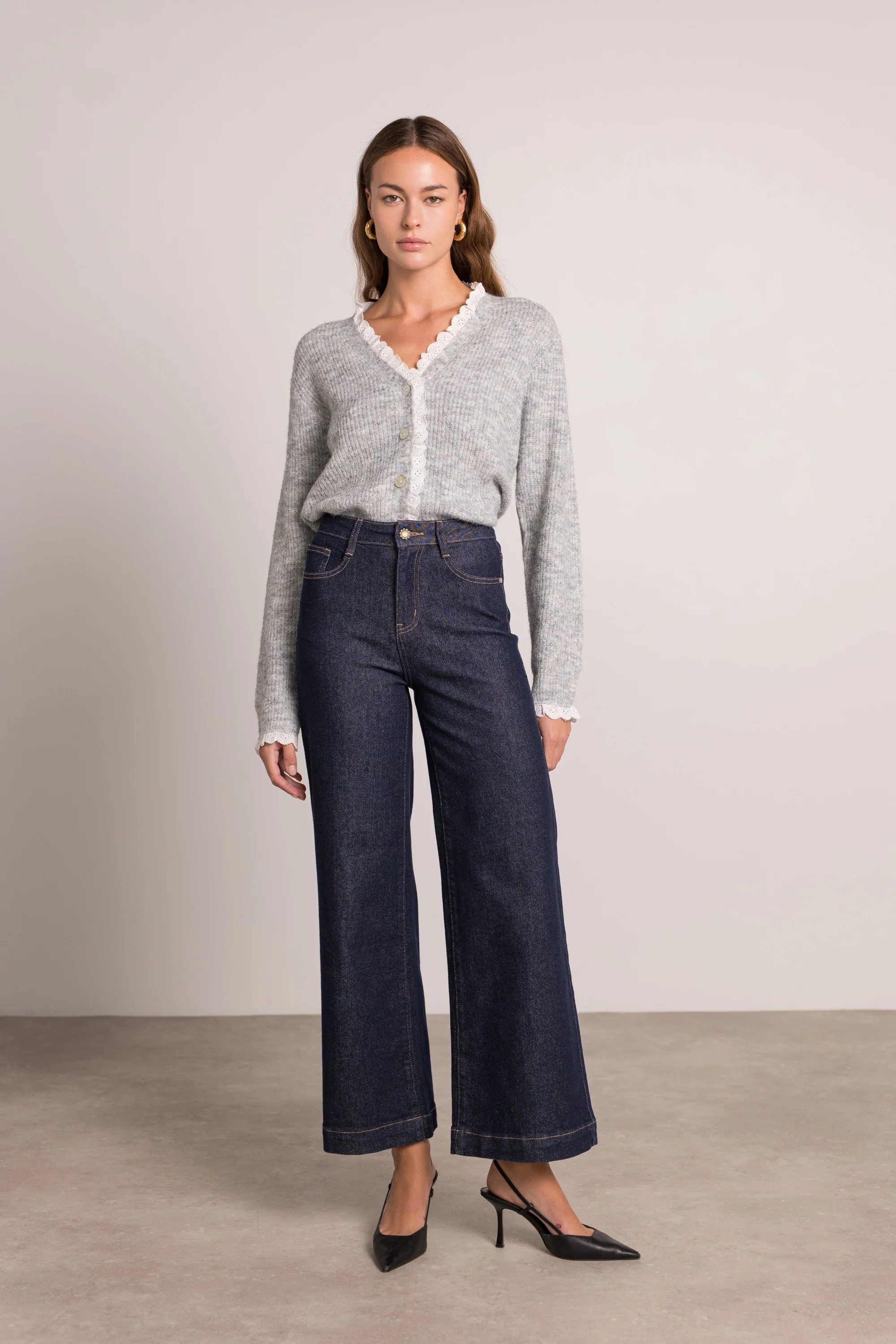 Chantal Button Lace Vest - Grey - Image 3