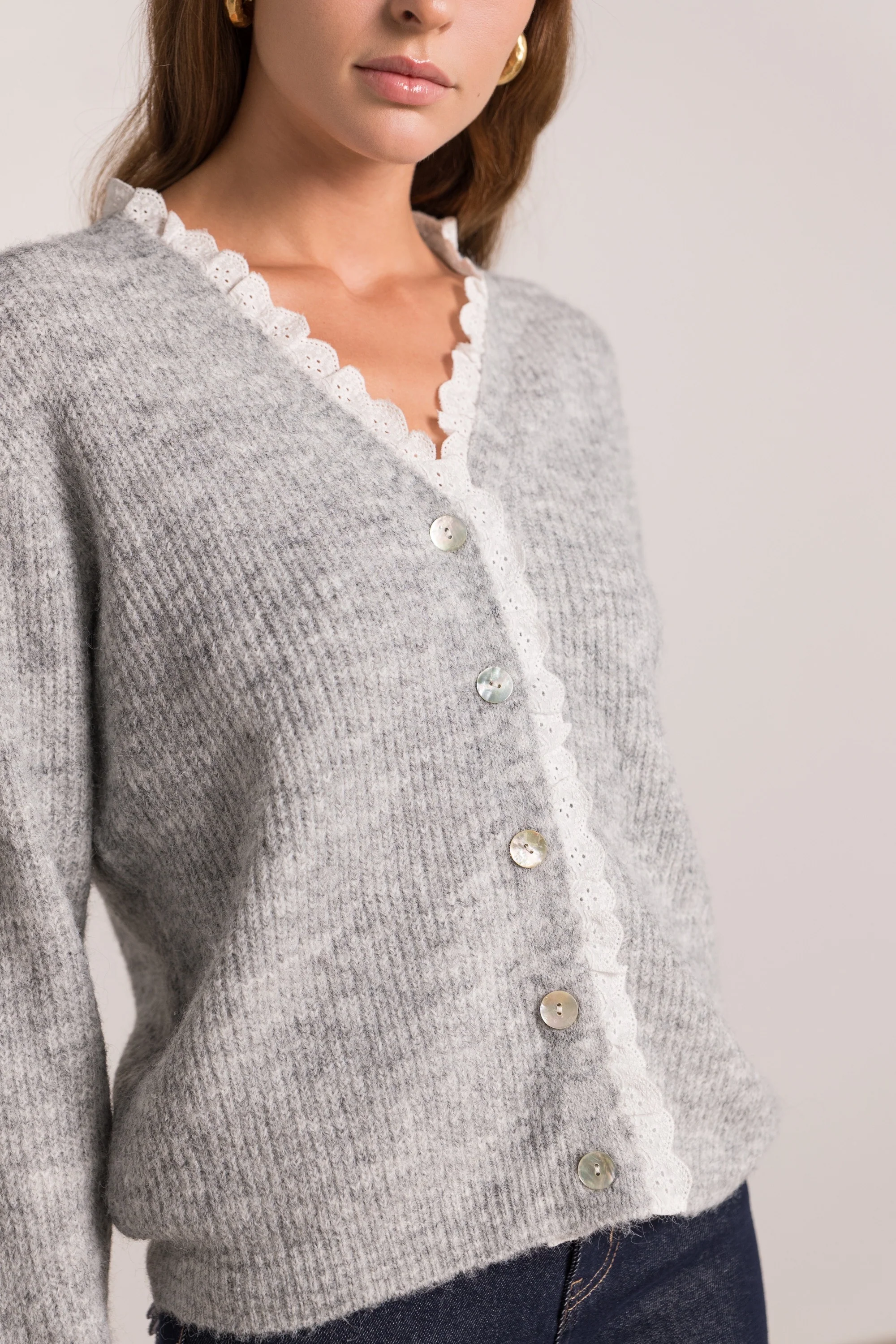 Chantal Button Lace Vest - Grey - Image 4