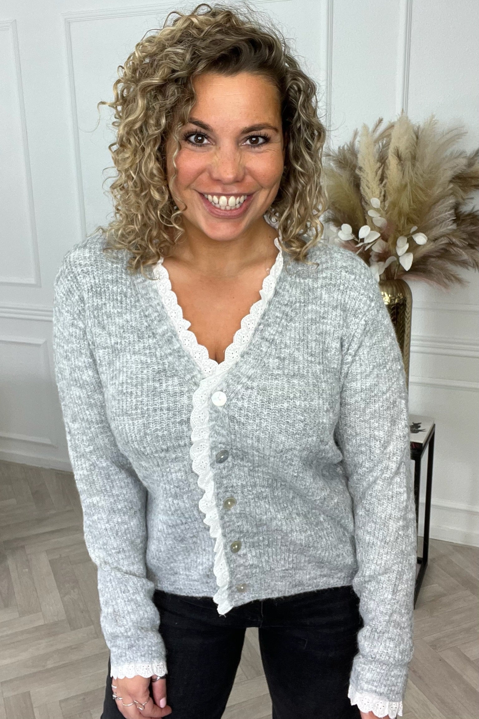 Chantal Button Lace Vest - Grey - Image 6