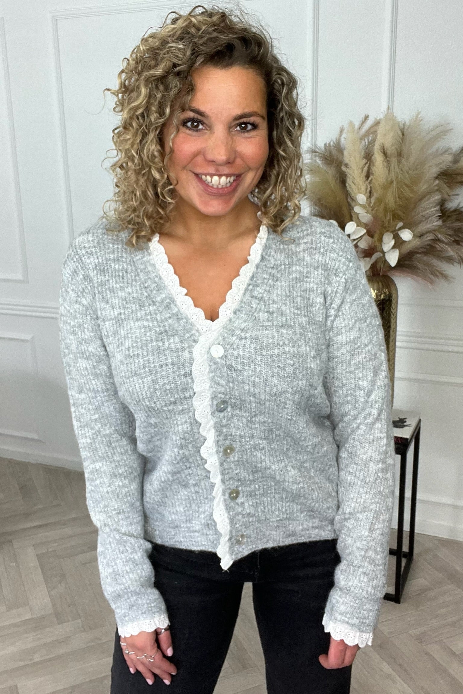 Chantal Button Lace Vest - Grey - Image 7