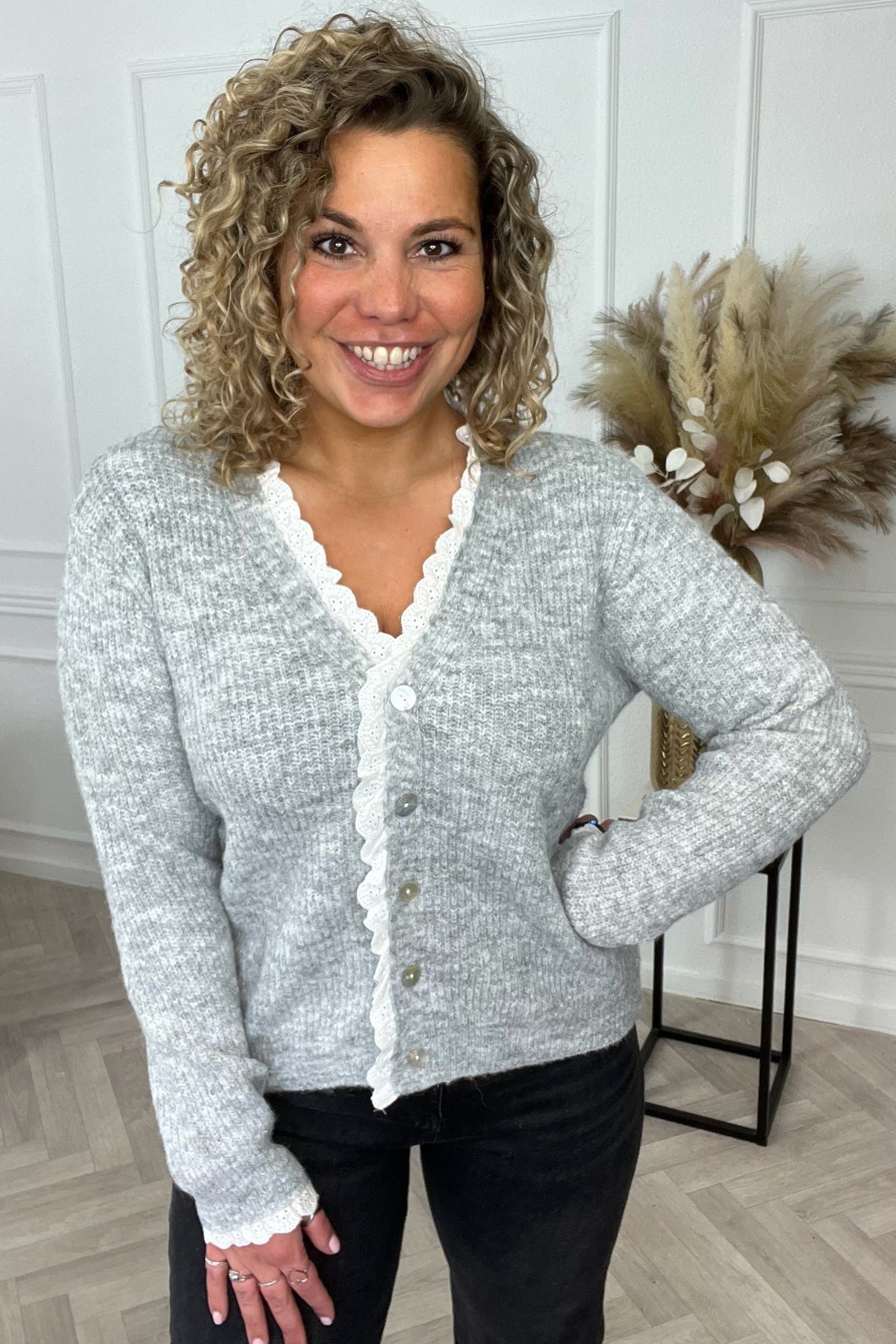 Chantal Button Lace Vest - Grey - Image 9