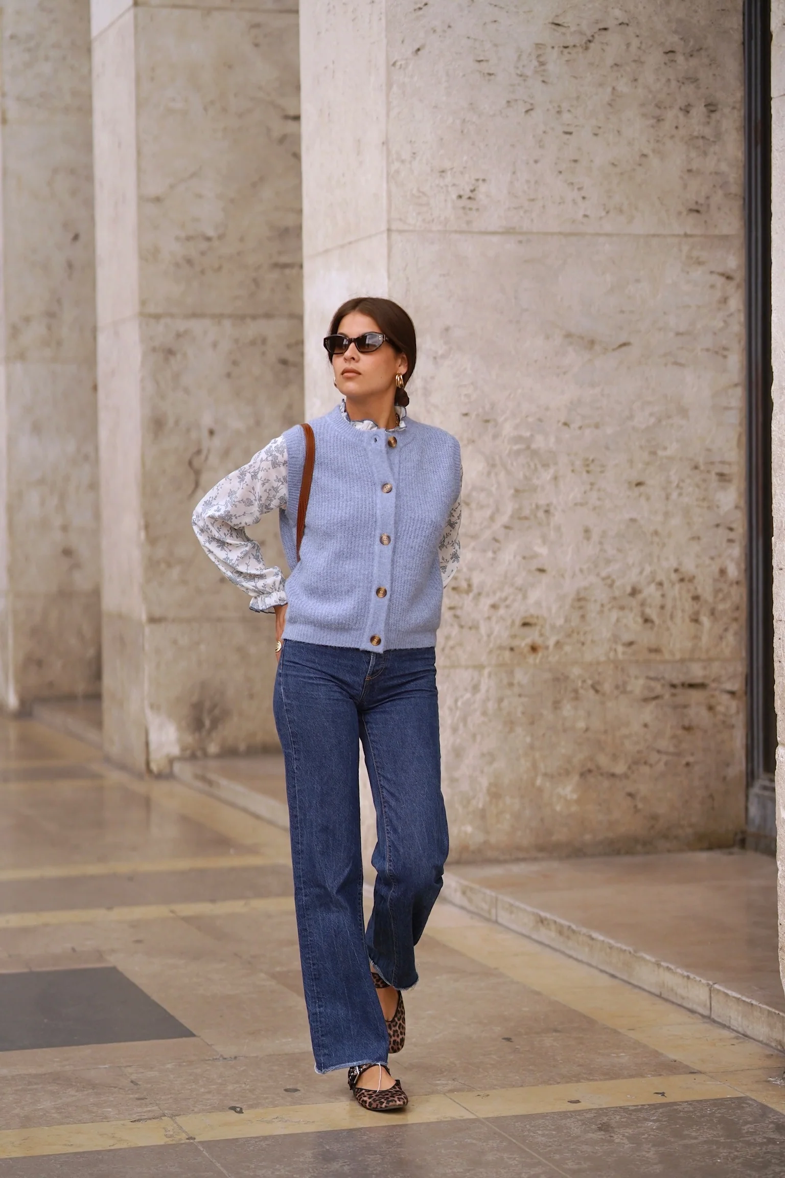 Chiara Button Vest - Blue - Image 3