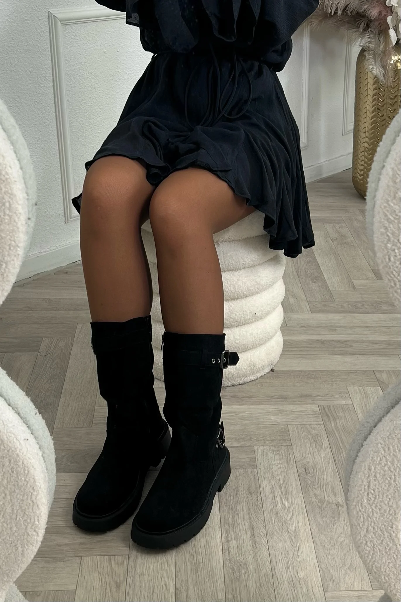 Chunky Buckle Boots - Black - Image 2