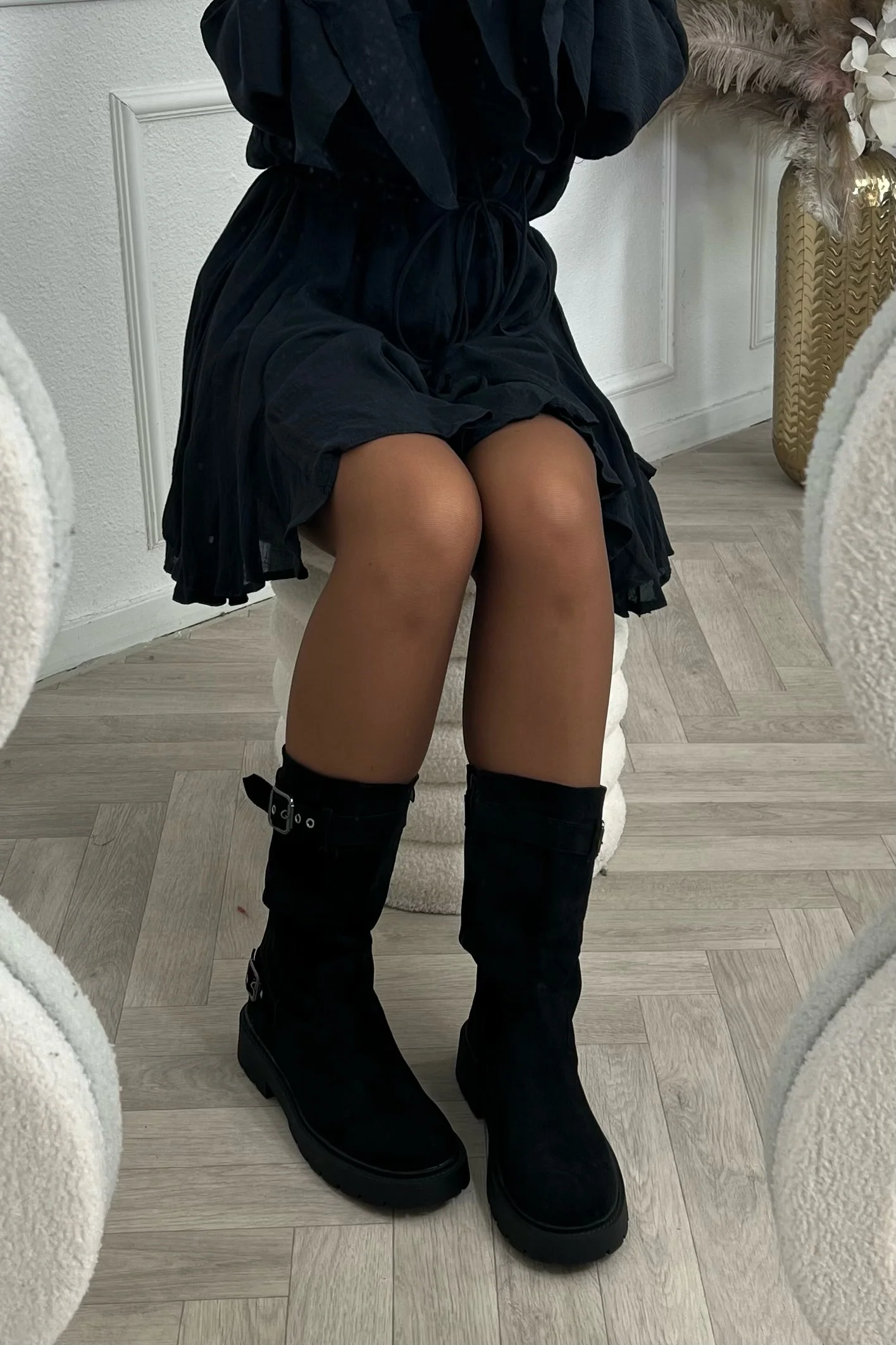 Chunky Buckle Boots - Black - Image 4