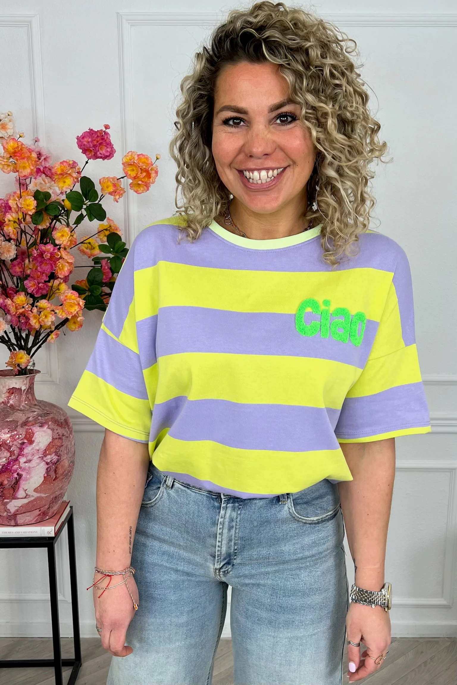 Ciao Bella Striped Shirt - Lila/Lime/Yellow