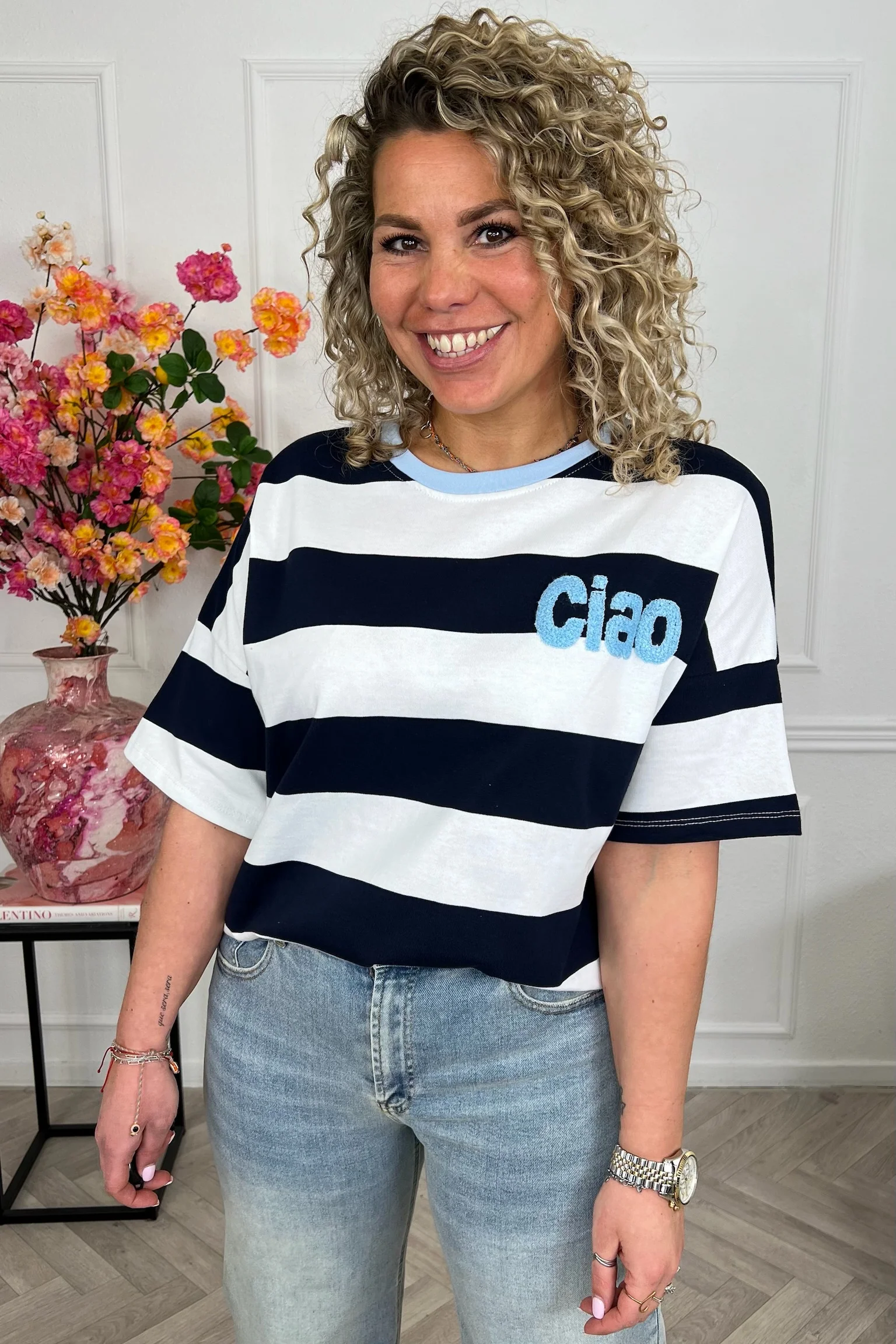 Ciao Bella Striped Shirt - Navy/White/Light Blue - Image 2