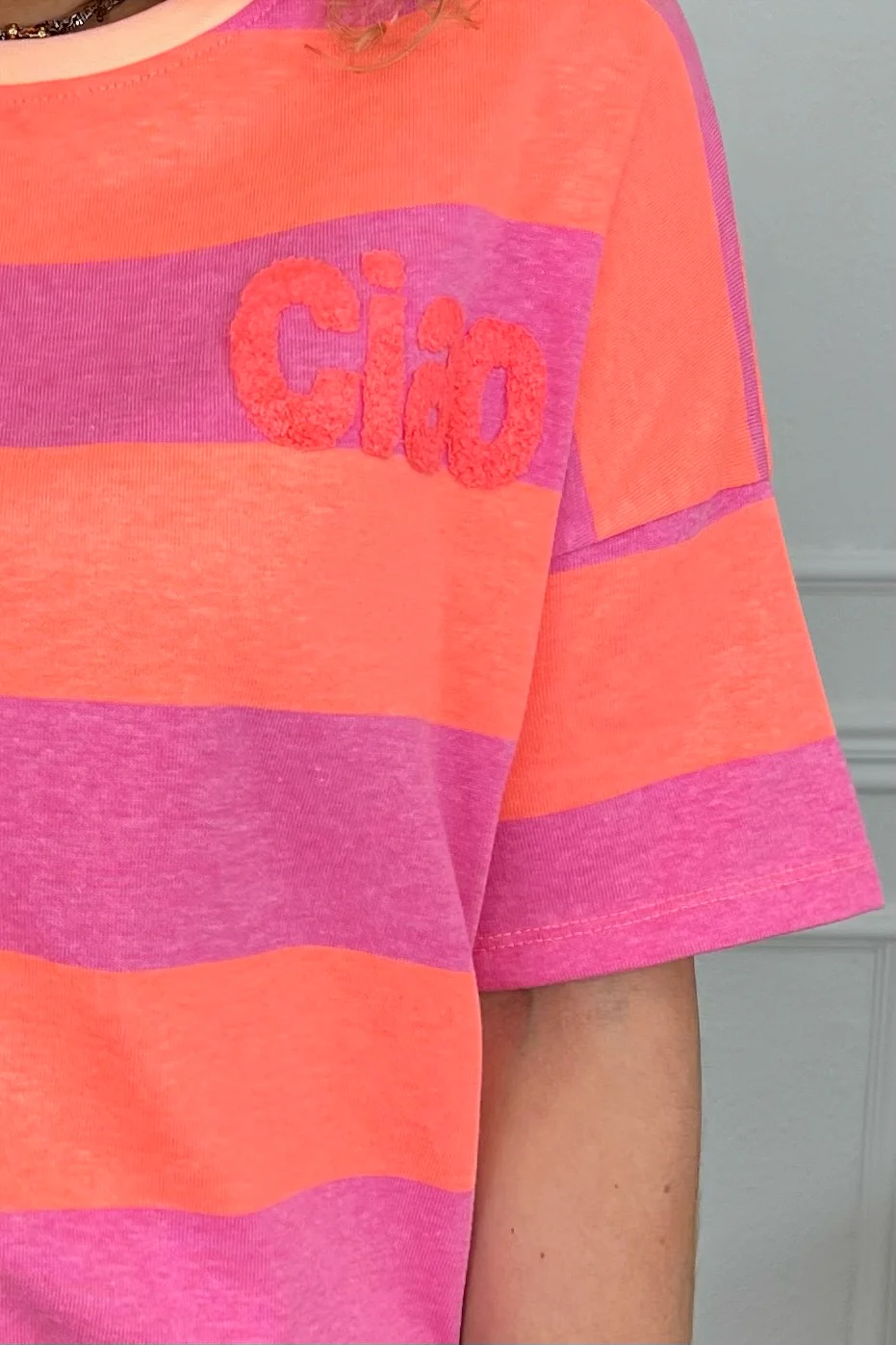 Ciao Bella Striped Shirt - Orange/Fuchsia - Image 6