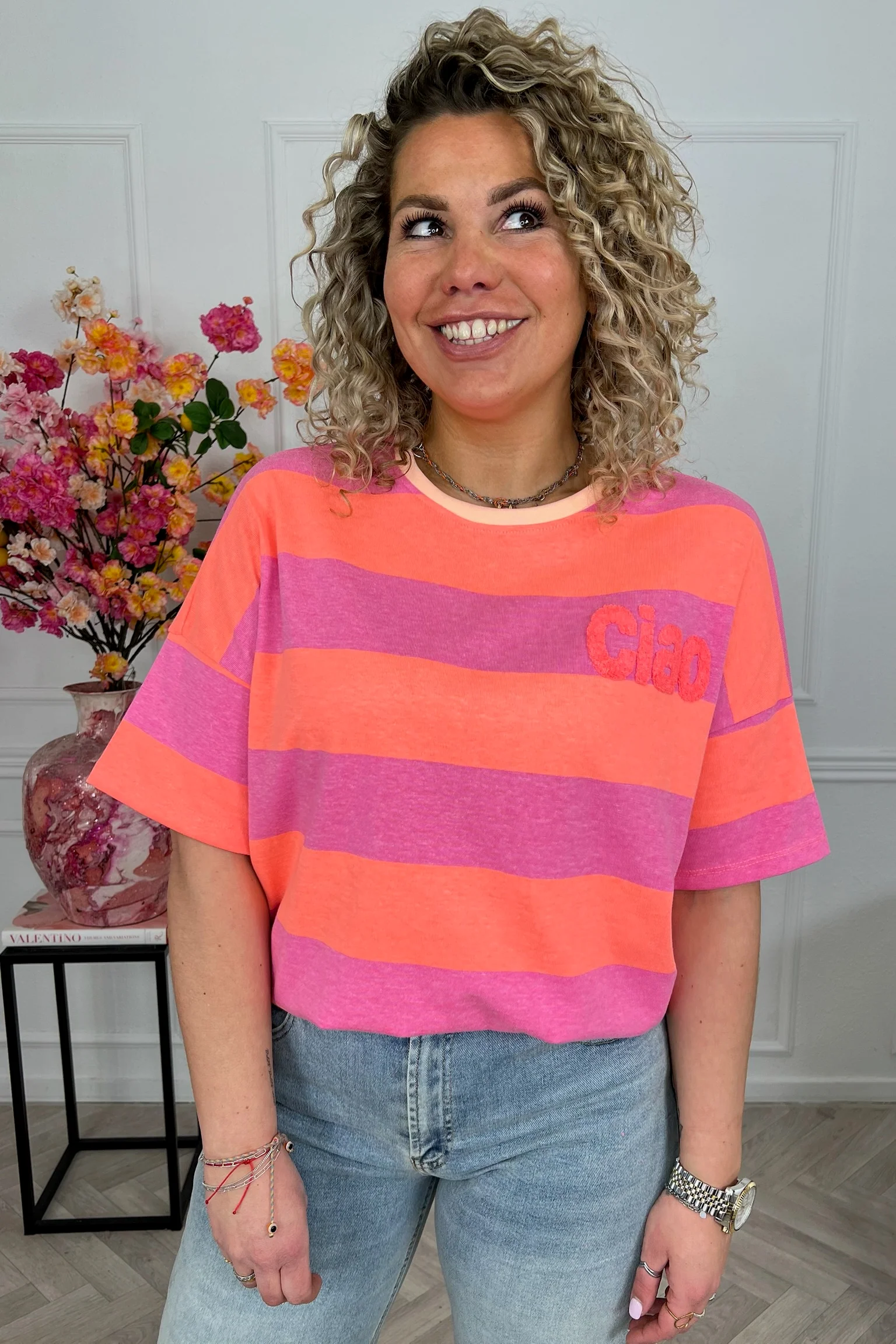 Ciao Bella Striped Shirt - Orange/Fuchsia - Image 7
