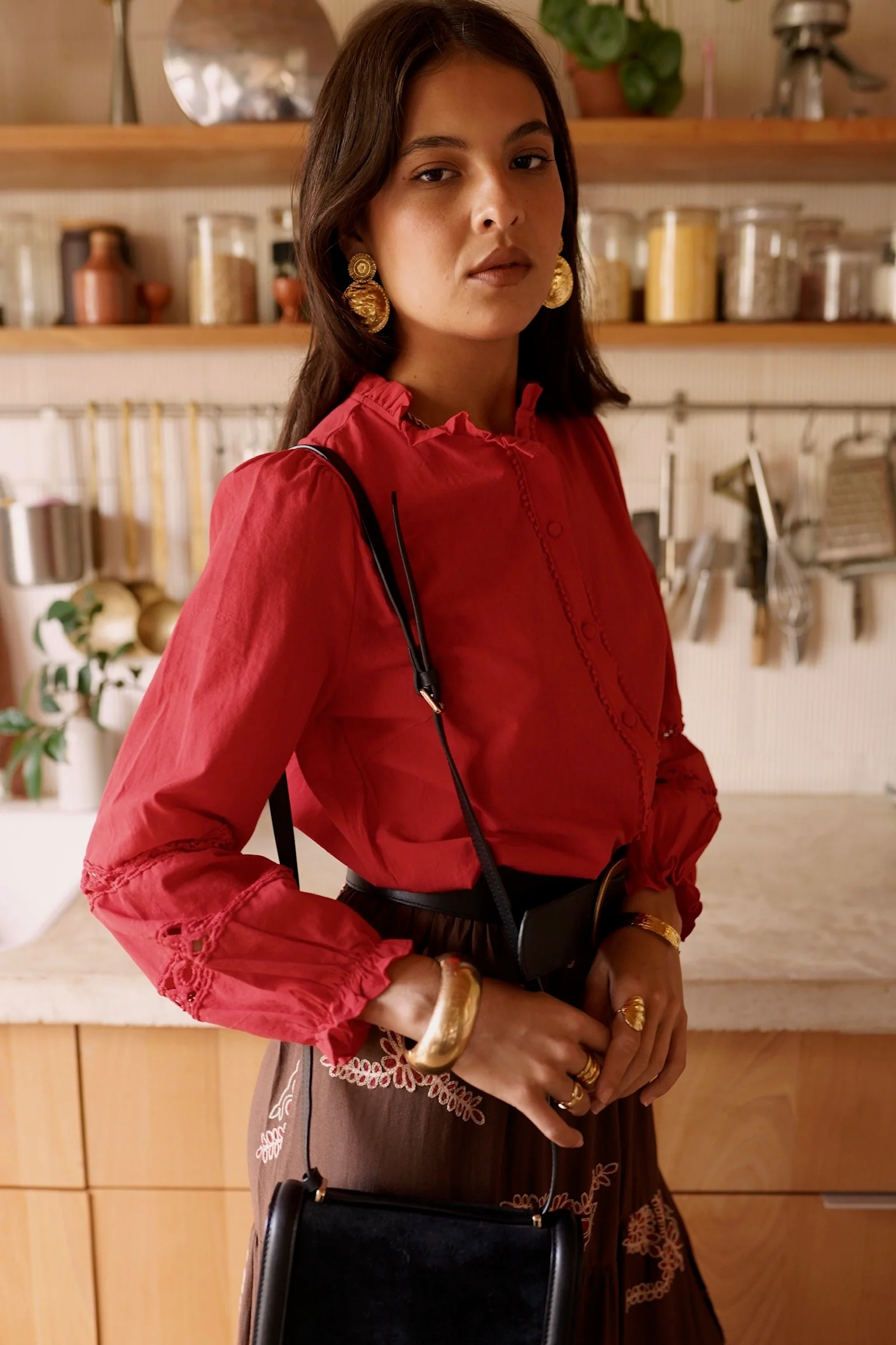 Claire Cotton Blouse - Red