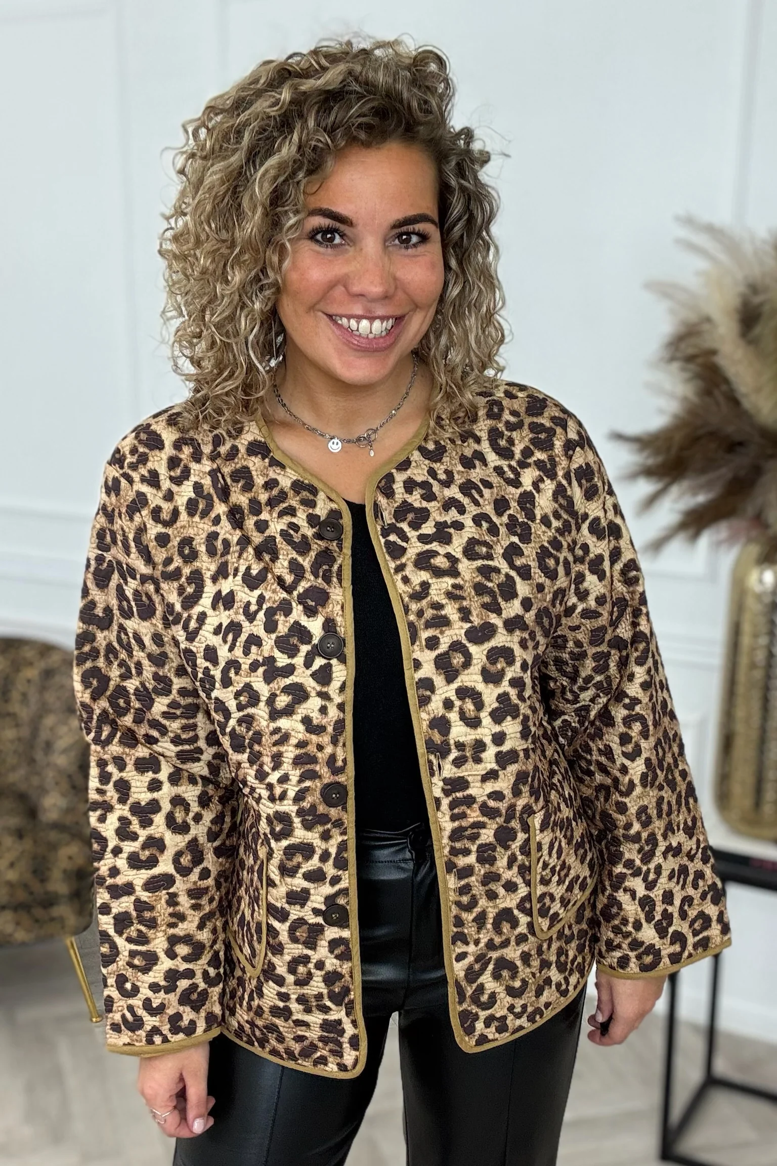 Clara Leopard Jacket - Brown/Black