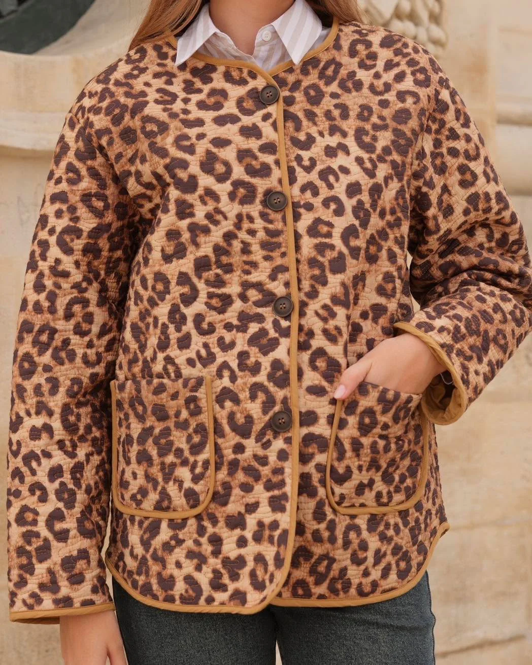 Clara Leopard Jacket - Brown/Black - Image 5