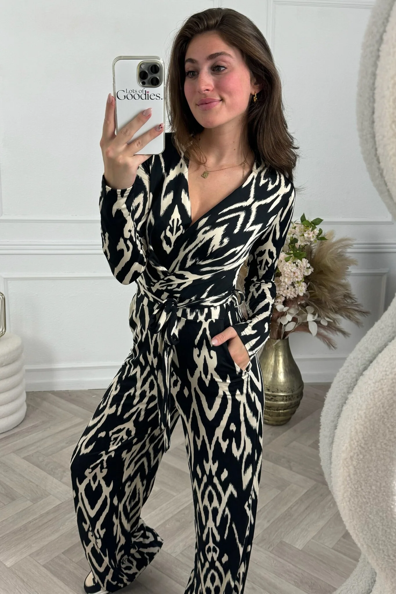 Classic Barok Jumpsuit - Black/Creme - Image 6