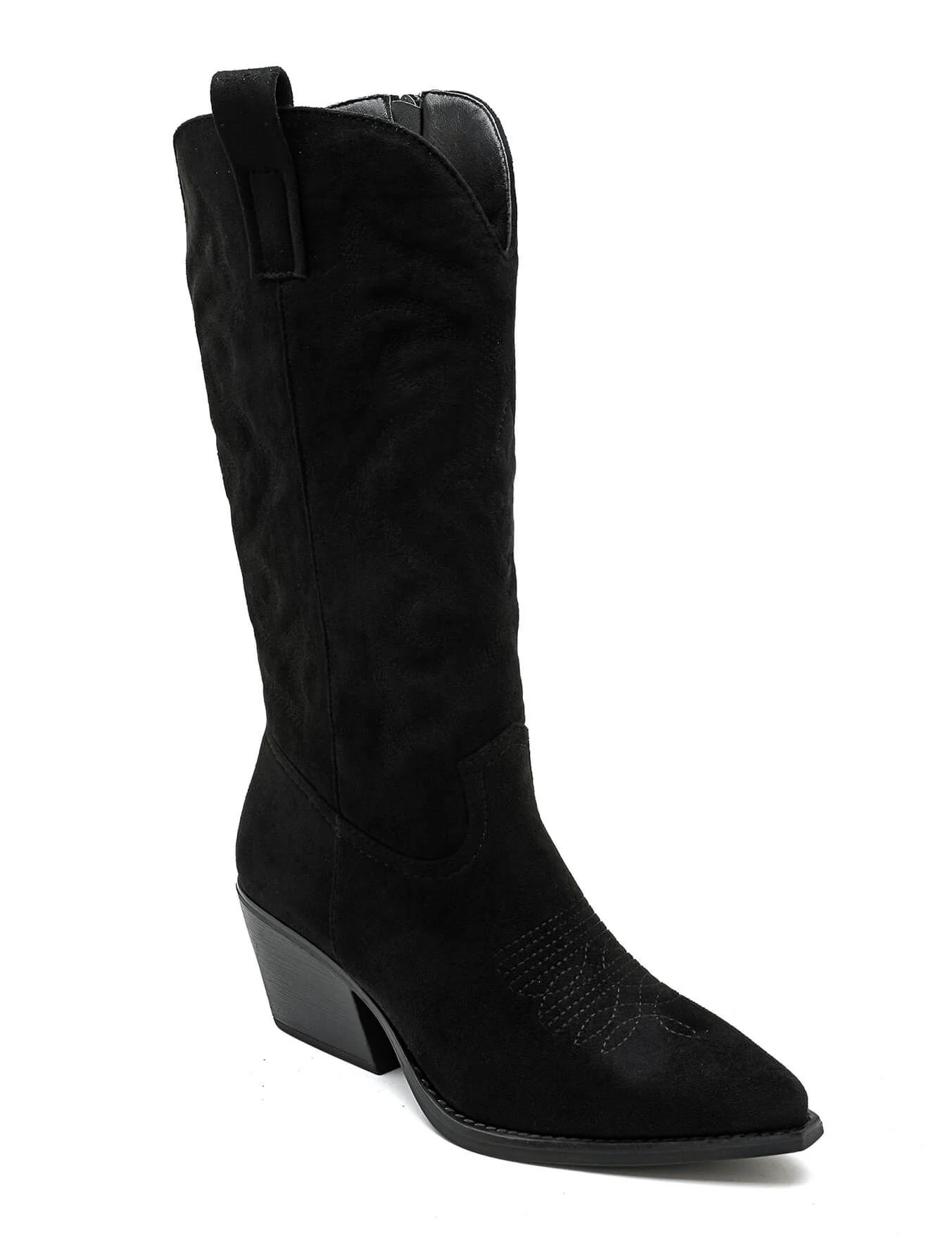 Classic Suedine Cowboy Boots - Black - Image 5
