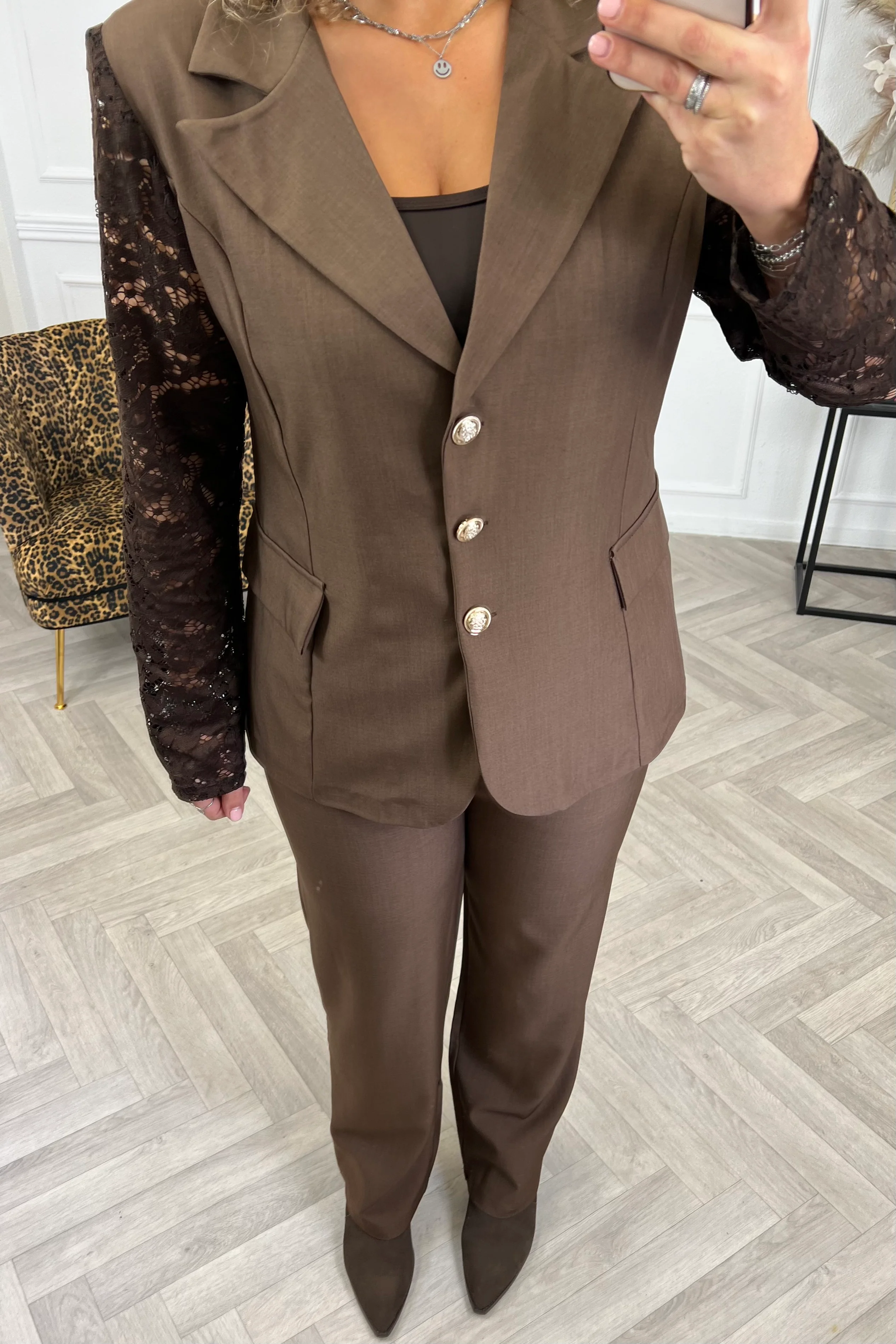 Classy Lace Suit - Brown - Image 4