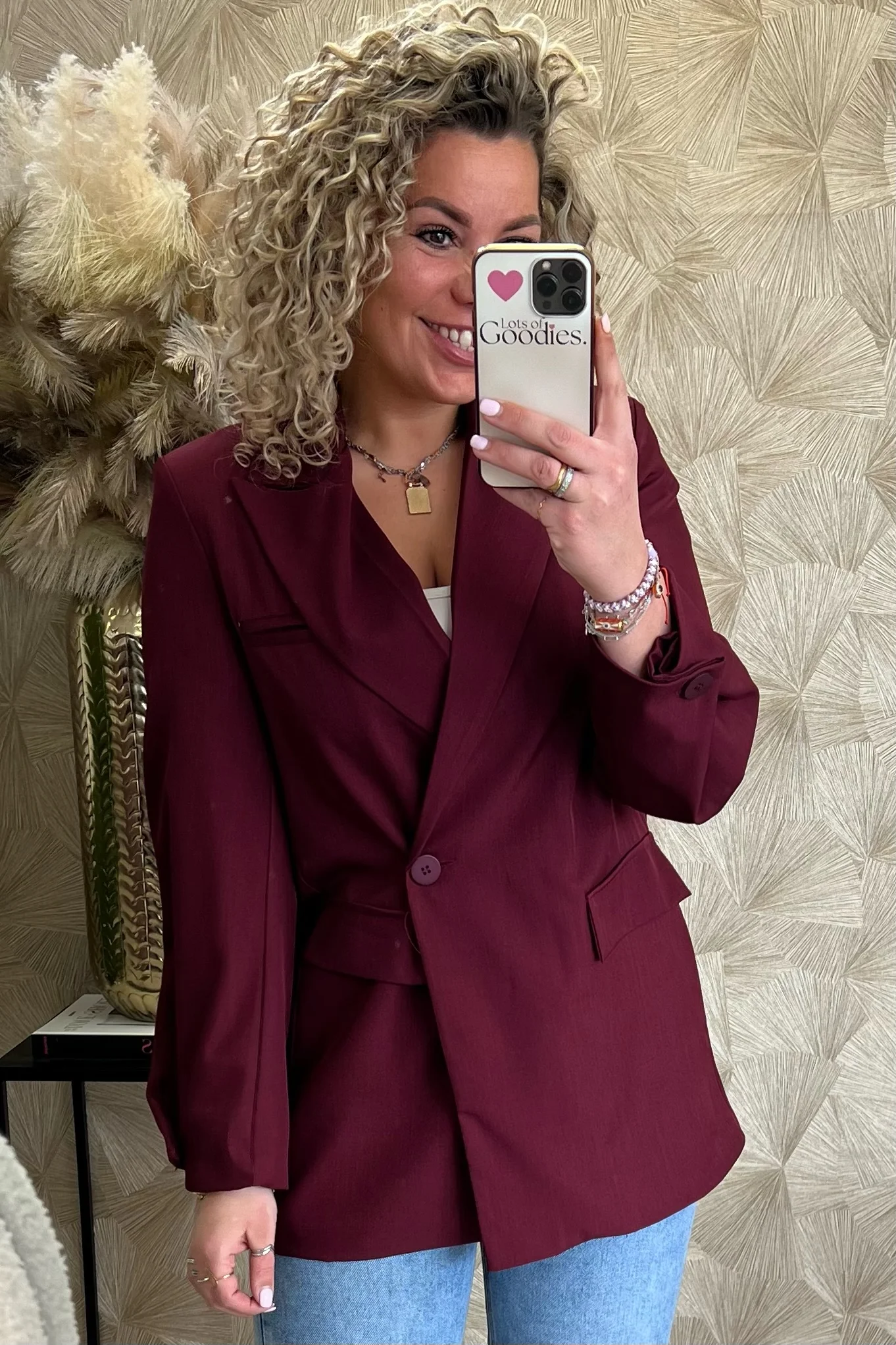 Classy Oversized Coco Blazer - Bordeaux - Image 2