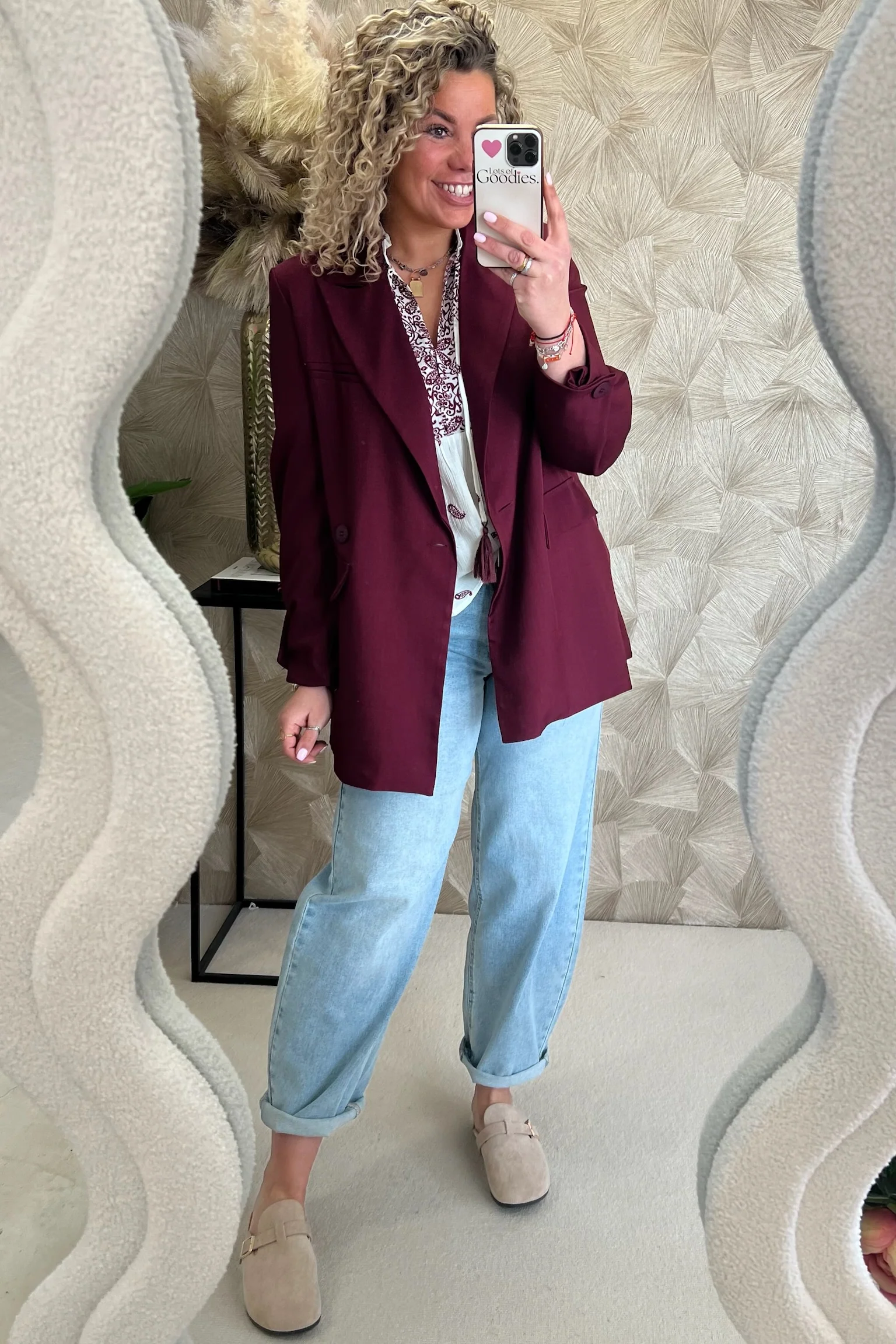 Classy Oversized Coco Blazer - Bordeaux - Image 3