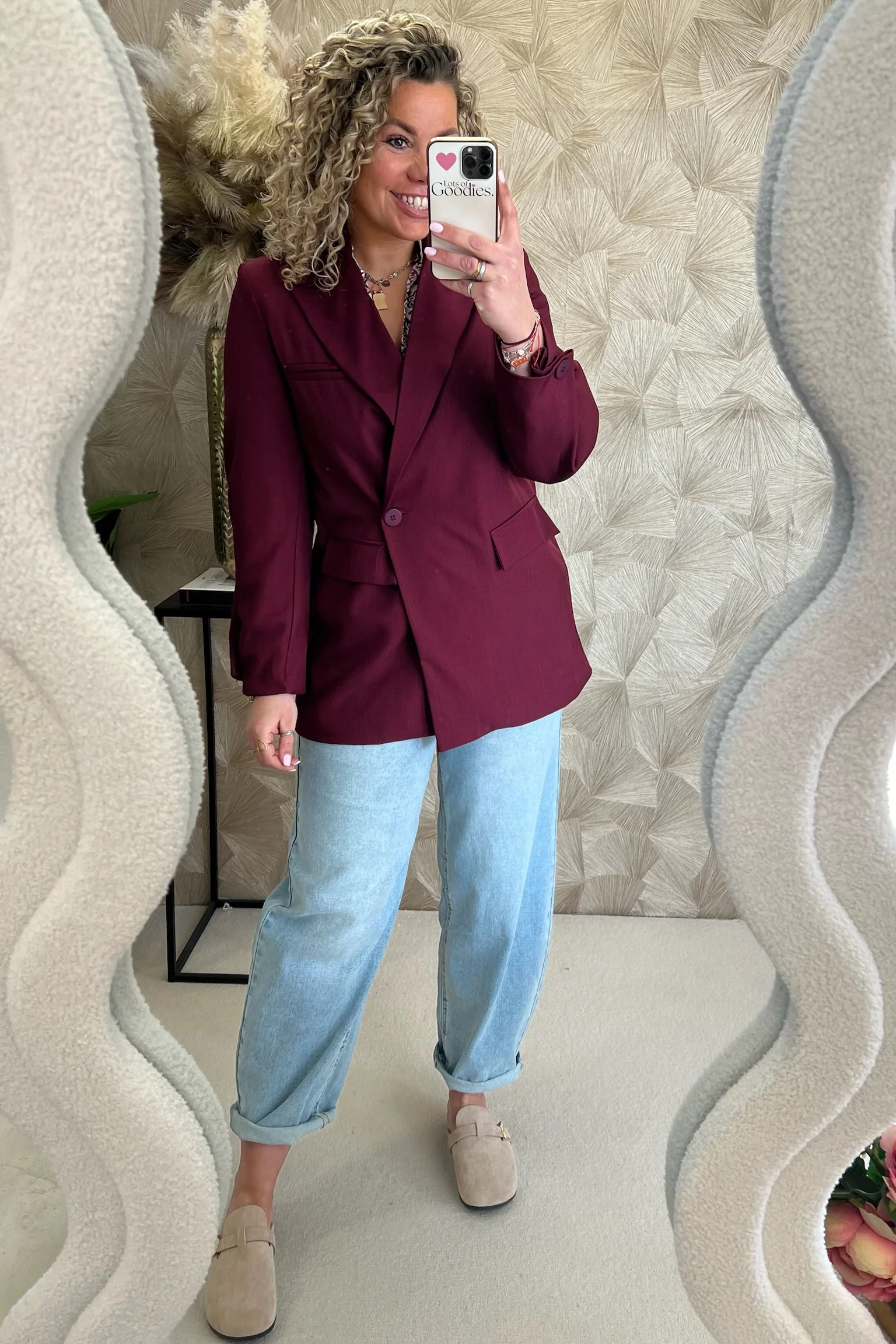 Classy Oversized Coco Blazer - Bordeaux - Image 5