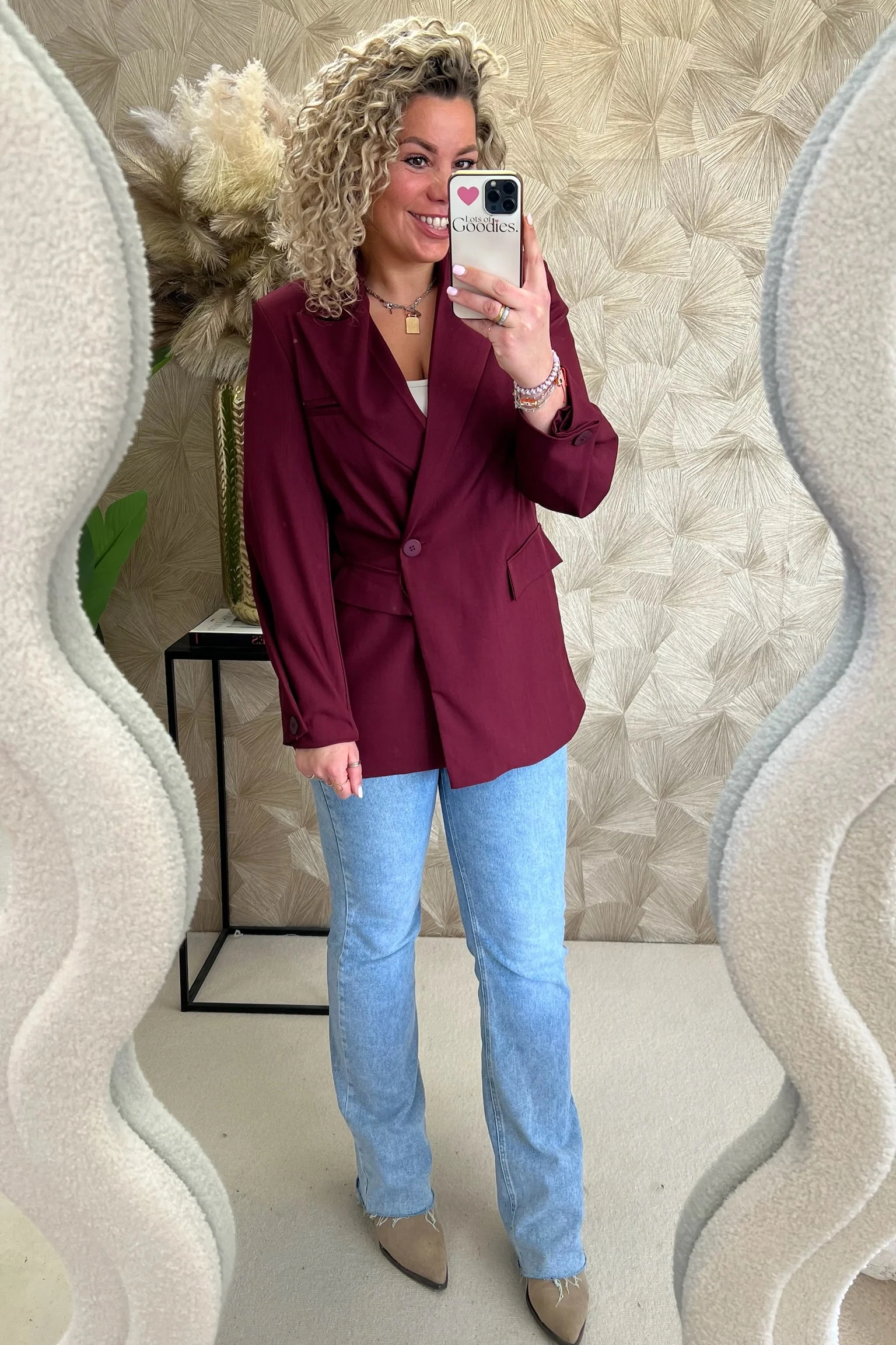 Classy Oversized Coco Blazer - Bordeaux - Image 8