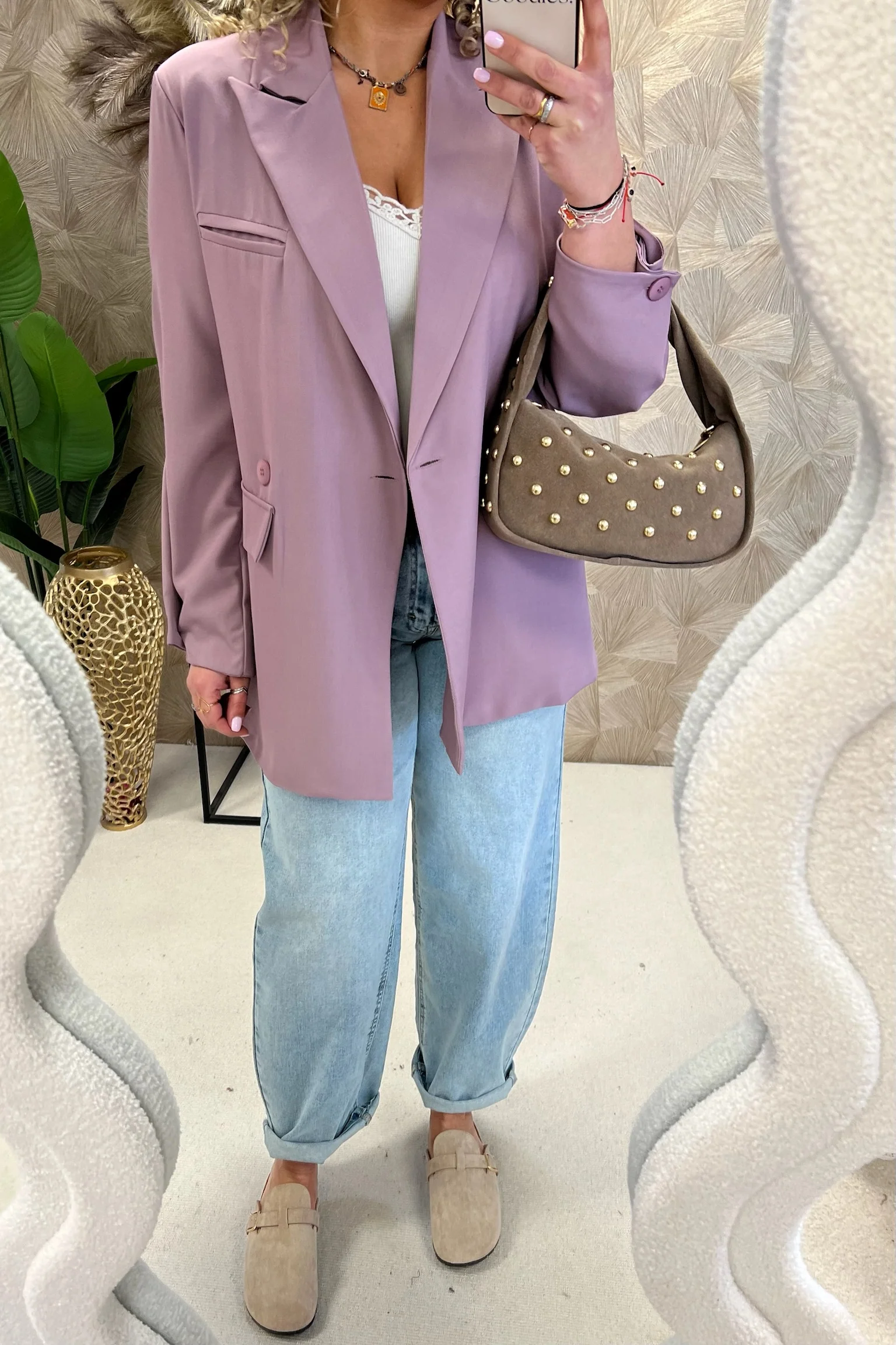 Classy Oversized Coco Blazer - Mauve - Image 4
