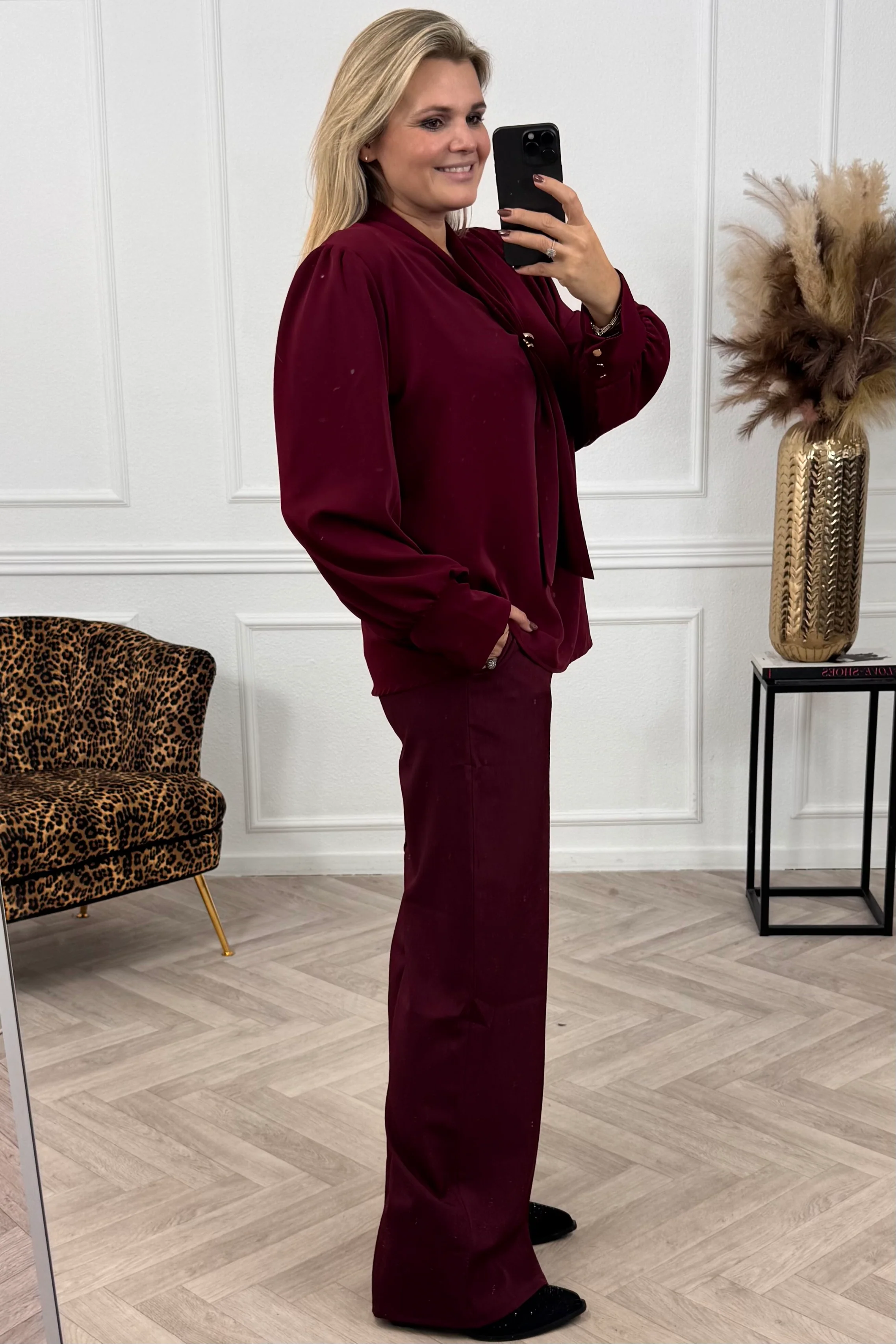 Classy Satin Blouse - Bordeaux - Image 4