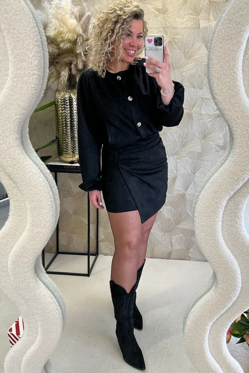 Classy Suedine Spring Set - Black