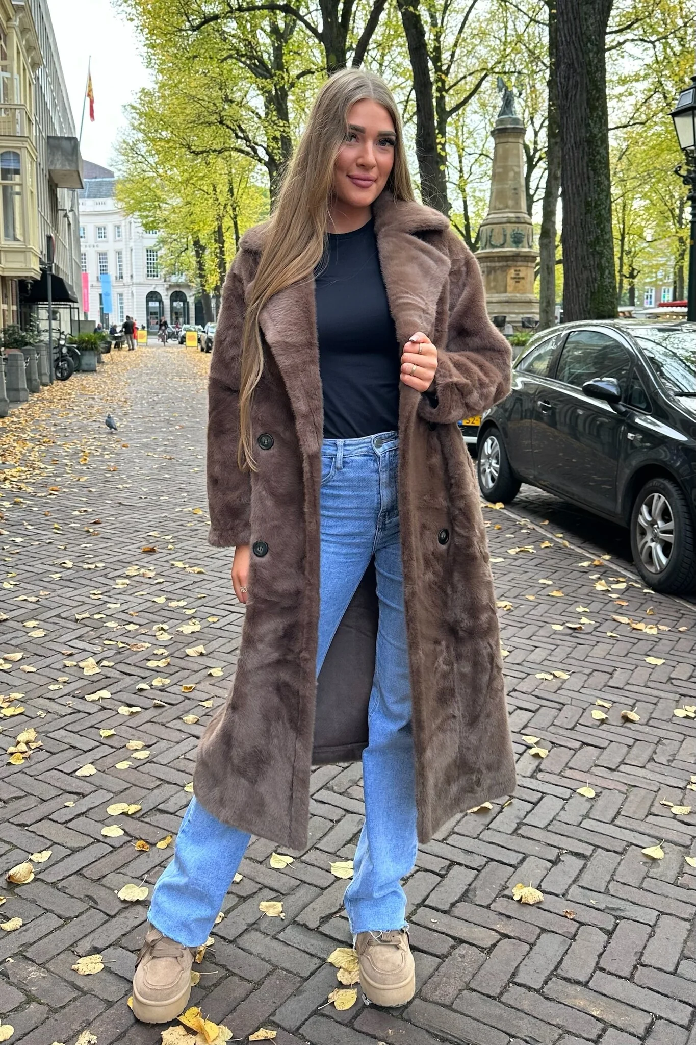 Cleo Long Soft Coat - Brown