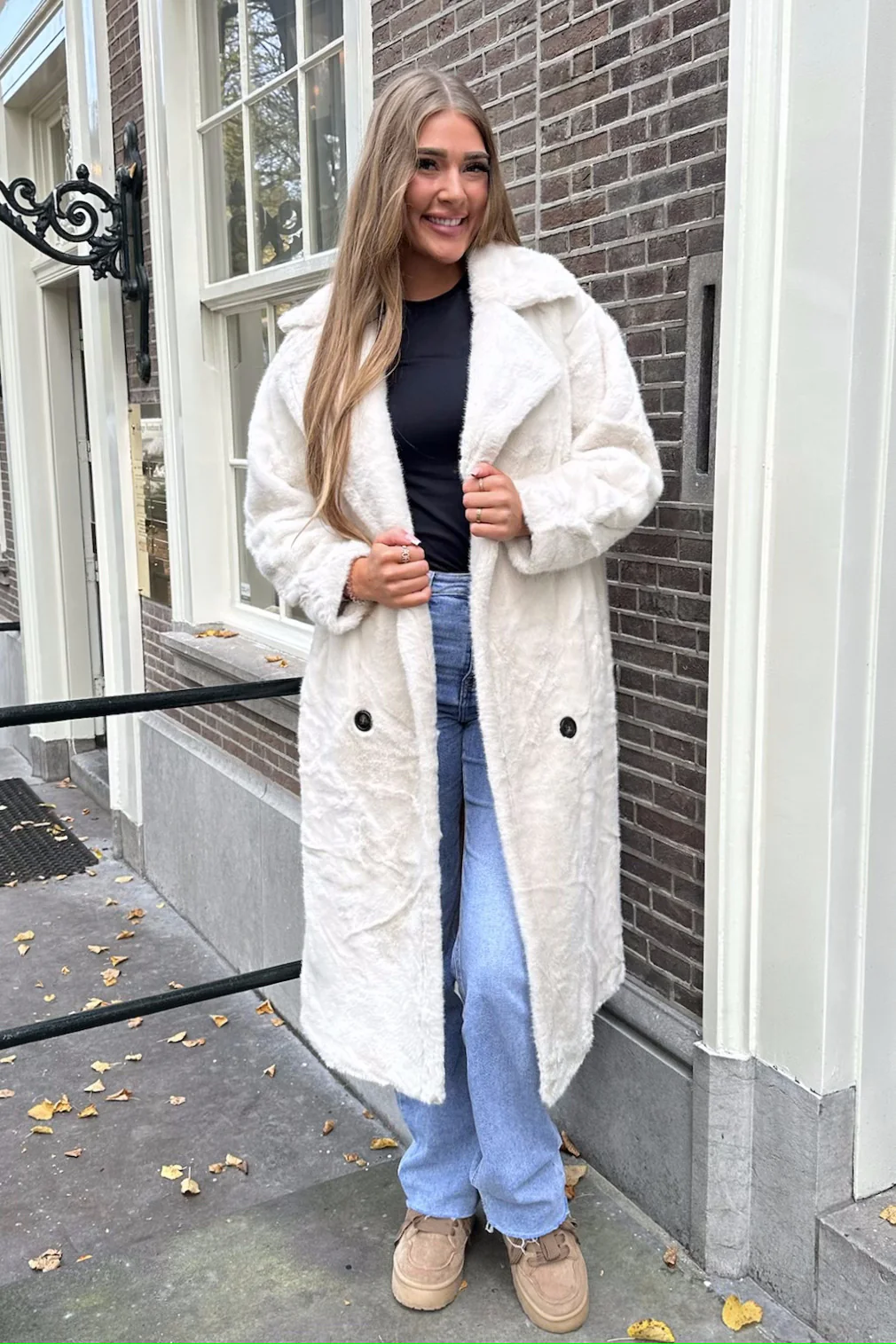 Cleo Long Soft Coat - Creme - Image 3