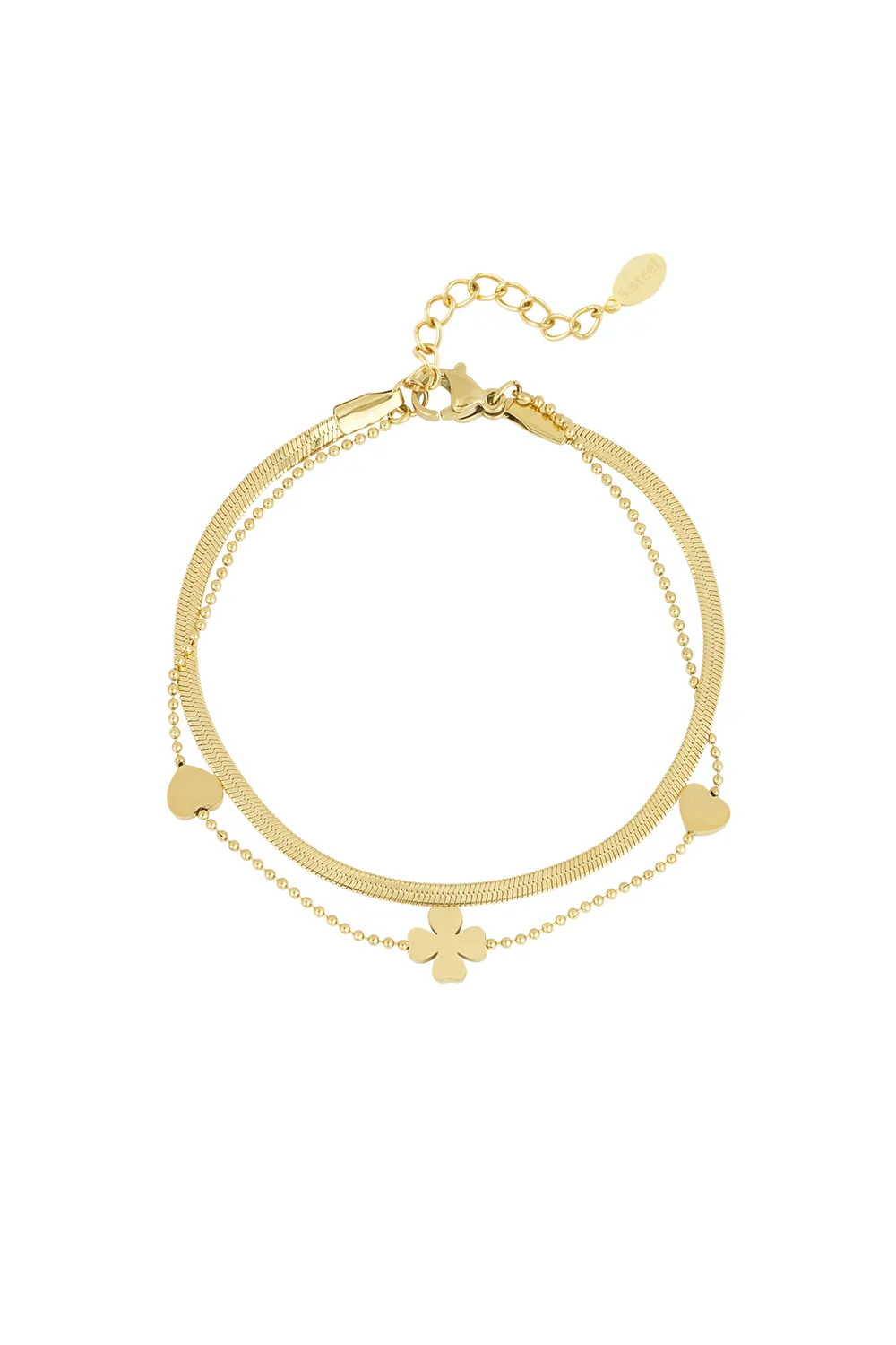 Clover Heart Bracelet - Gold - Image 2