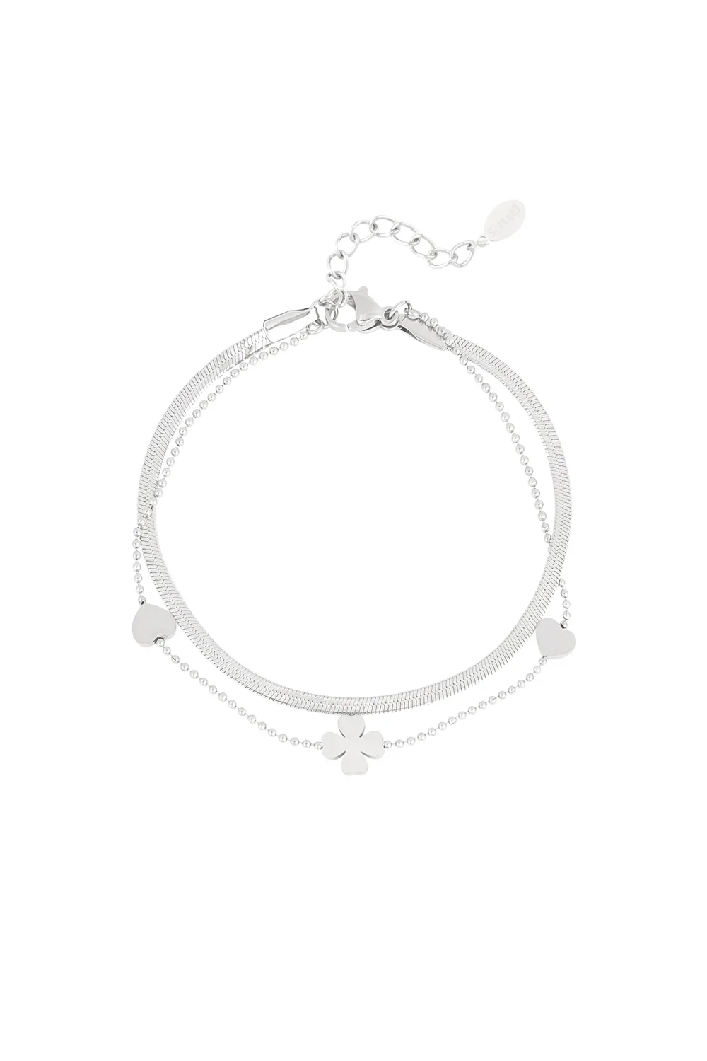 Clover Heart Bracelet - Silver