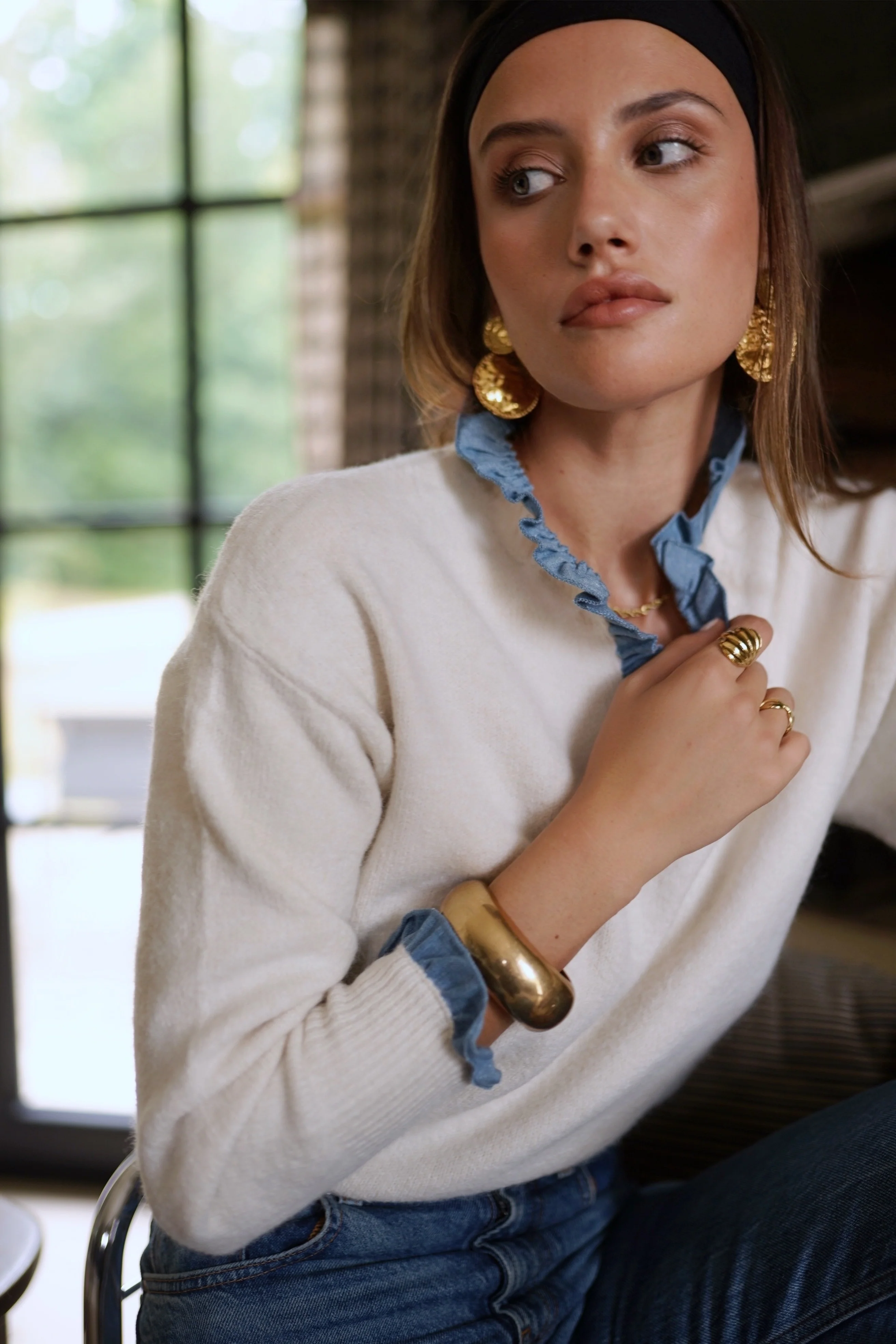 Colette Autumn Sweater - White/Blue