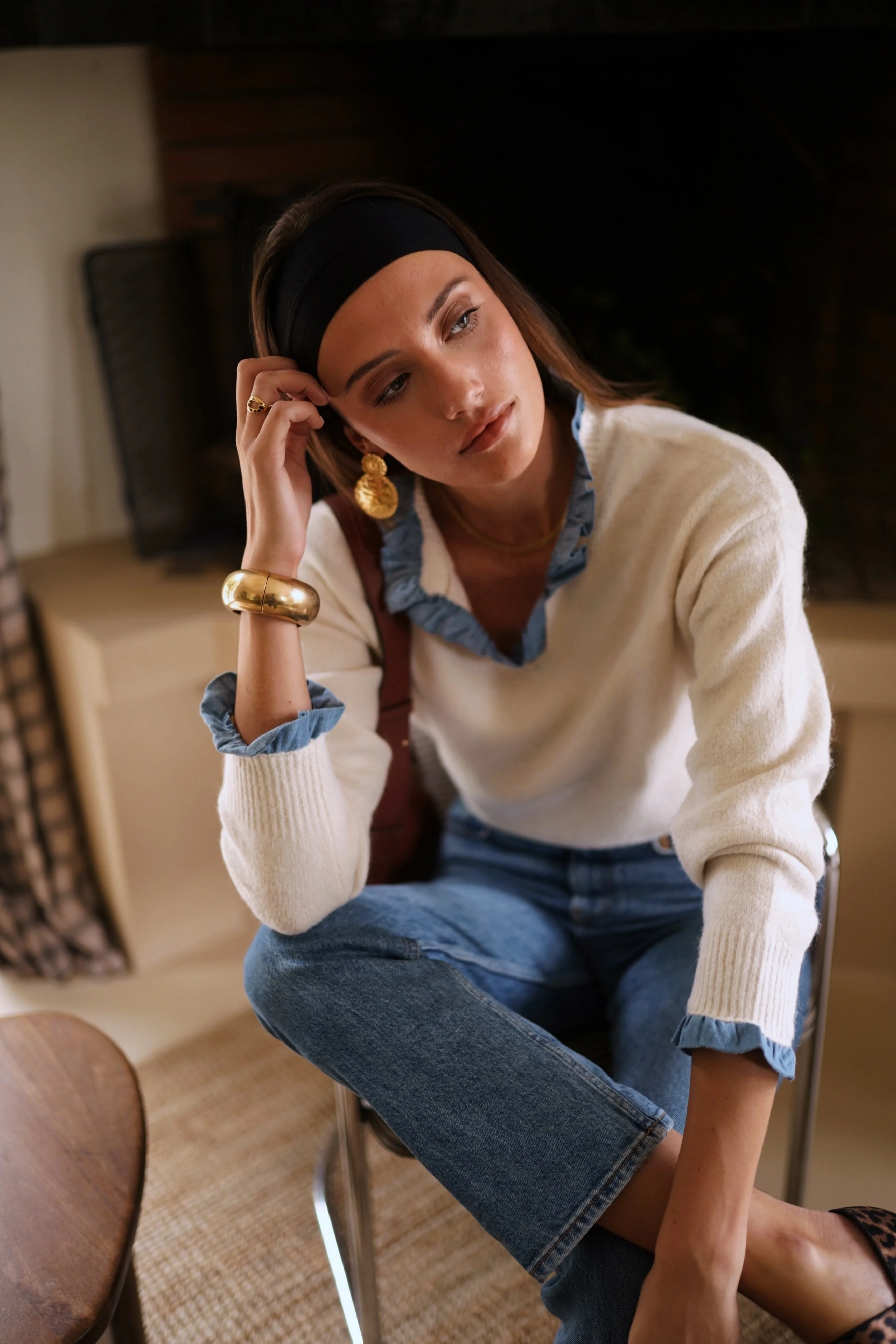Colette Autumn Sweater - White/Blue - Image 3