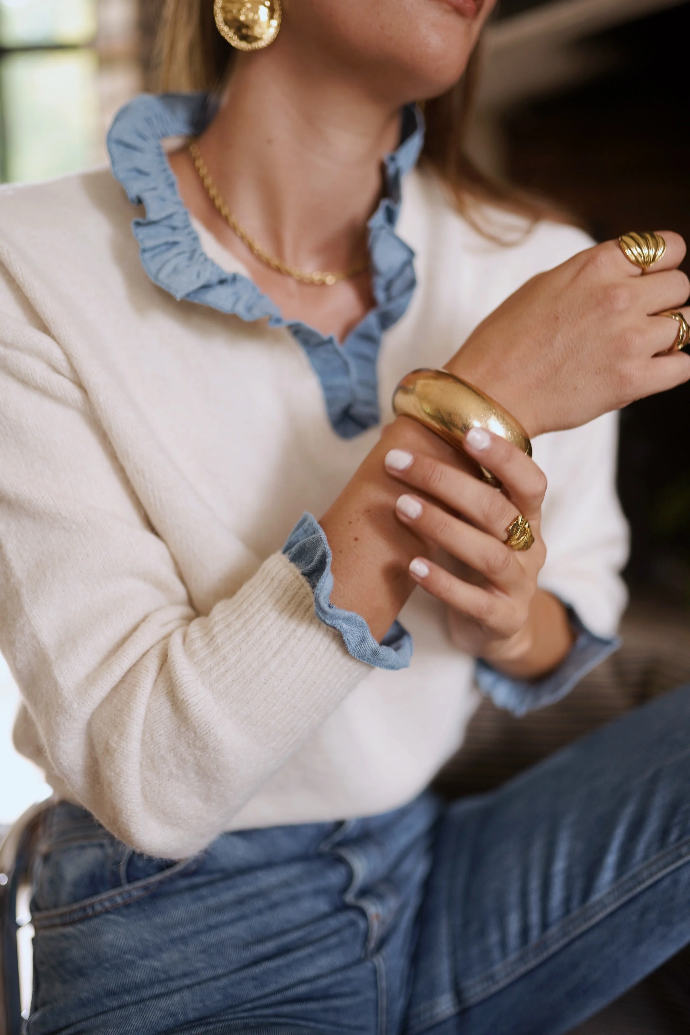 Colette Autumn Sweater - White/Blue - Image 5