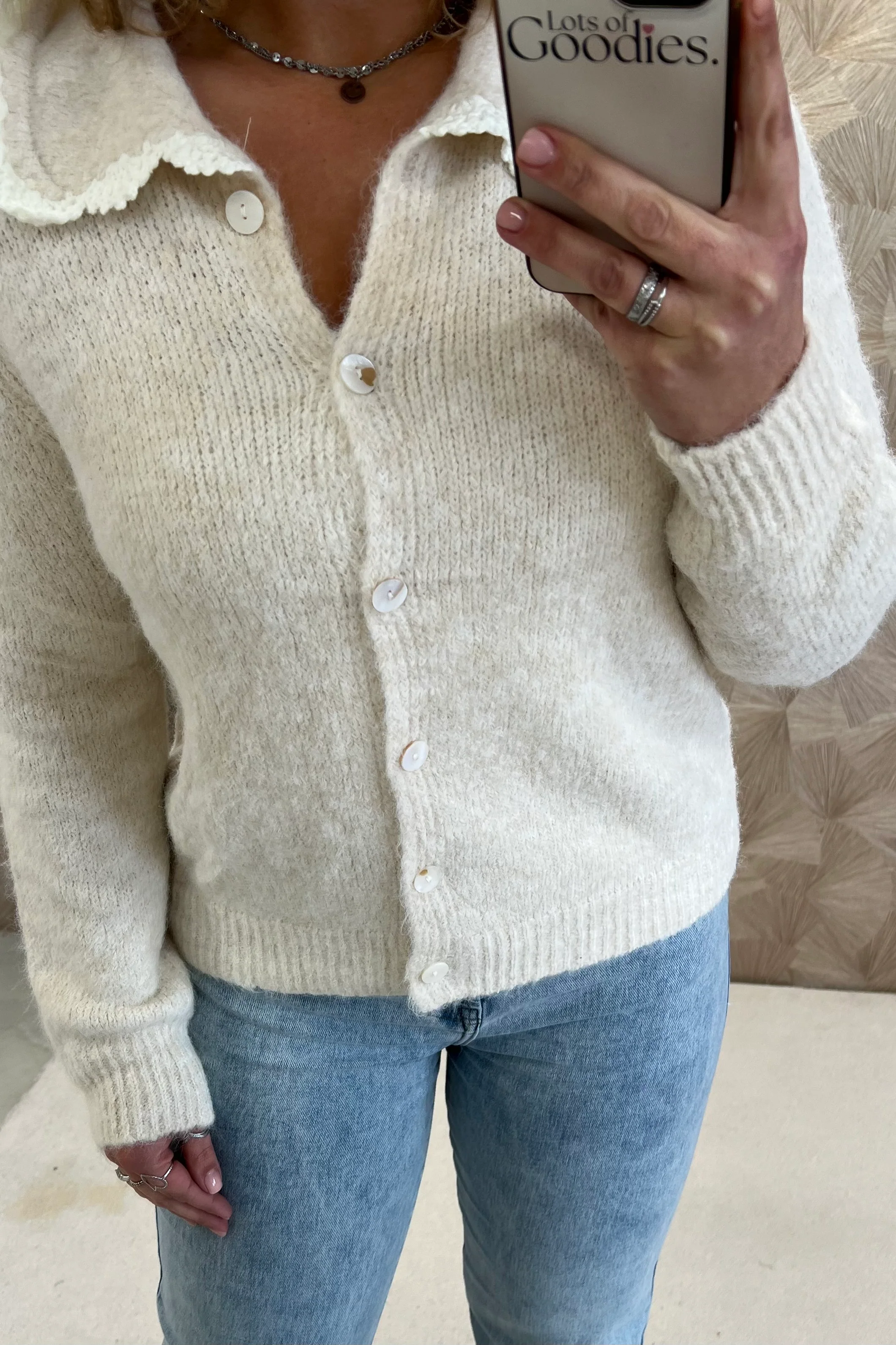 Collar Lace Vest - Beige - Image 2
