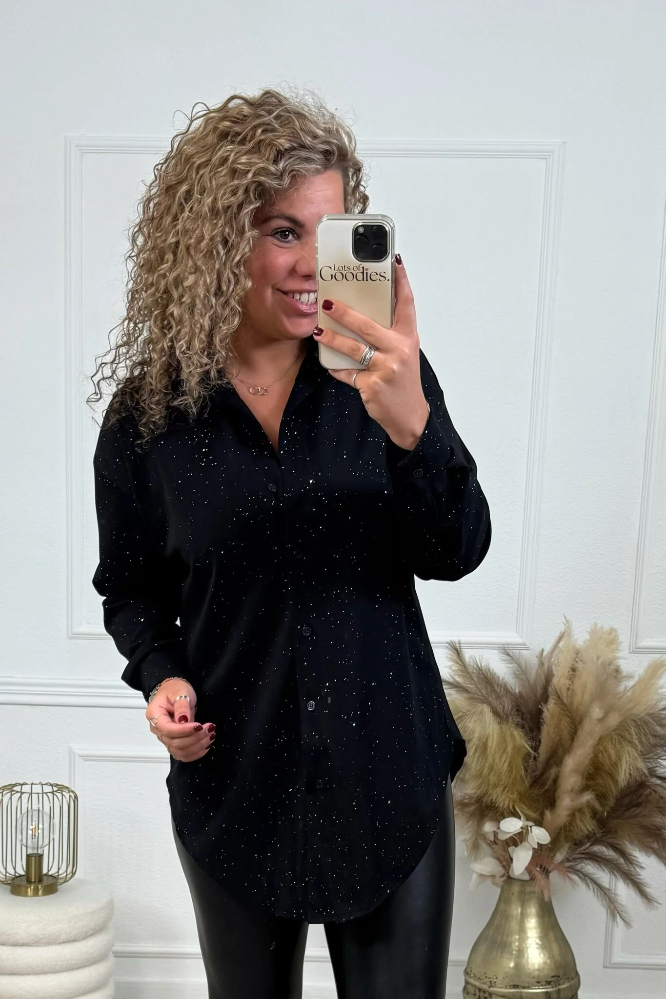 Colored Button Blouse - Black