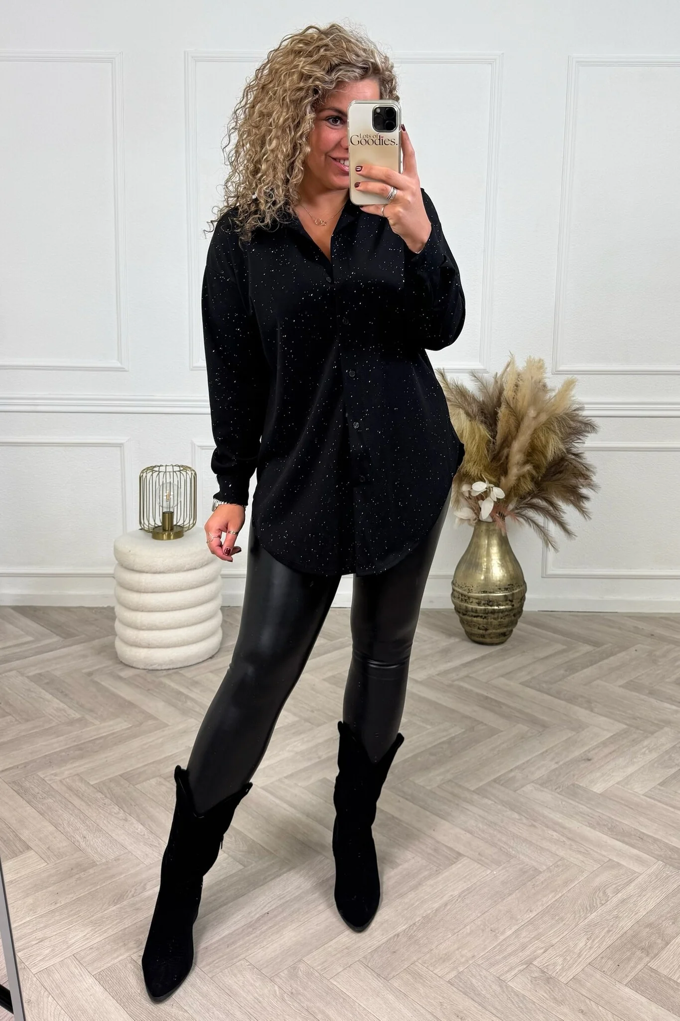 Colored Button Blouse - Black - Image 3