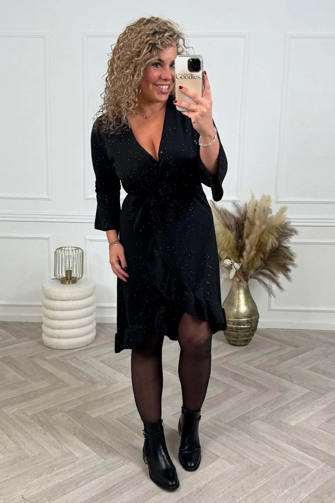 Colored Ruffle Dress - Black - Image 2