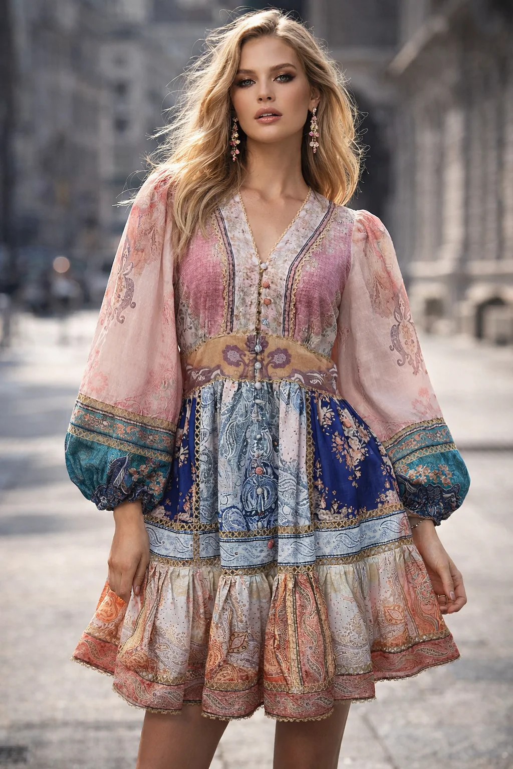 Colorful Roxy Dress - Pink/Blue
